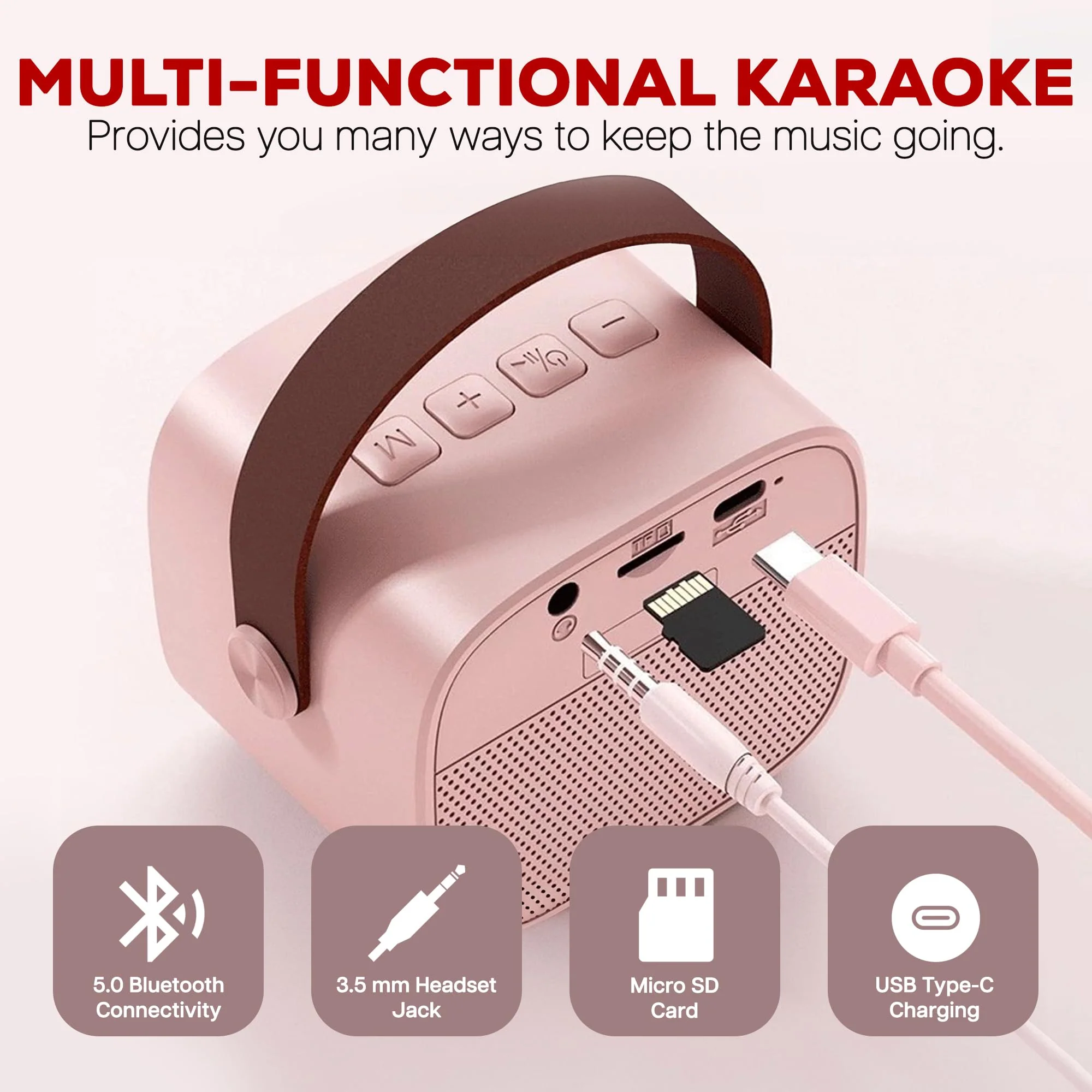 Mini Karaoke Machine Gift for Kids – Portable Karaoke System with 2 Mini Microphone for Girls – Fun and Easy to Use – Perfect for Parties and Sing-Alongs - Image 4