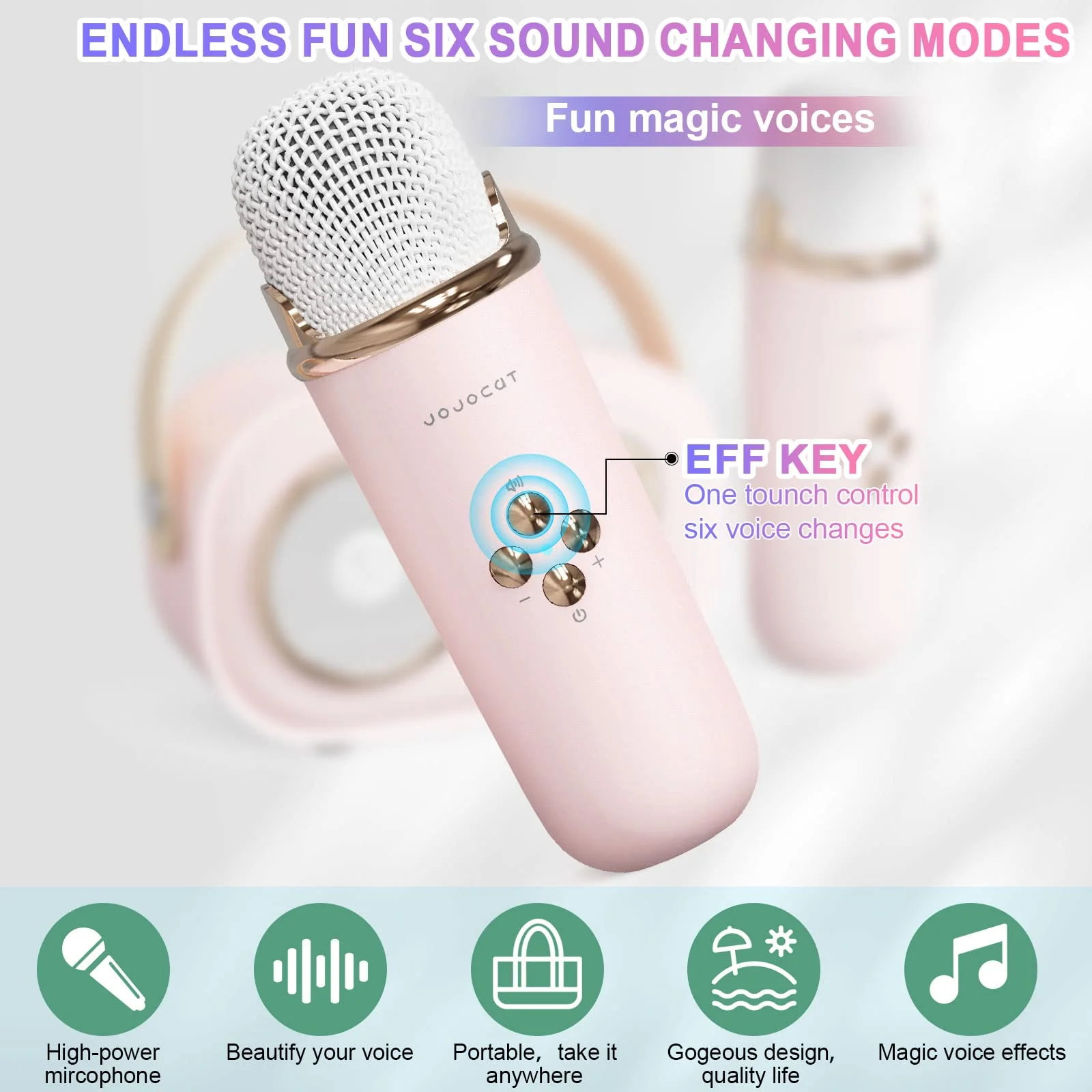 Mini Karaoke Machine,Karaoke Machine for Kids and Adults,Cute Karaoke with Microphone Set,Portable Bluetooth Speaker with Microphone,Retro Handheld Style for Family Party Meeting Singing (Pink) Pink - Image 5