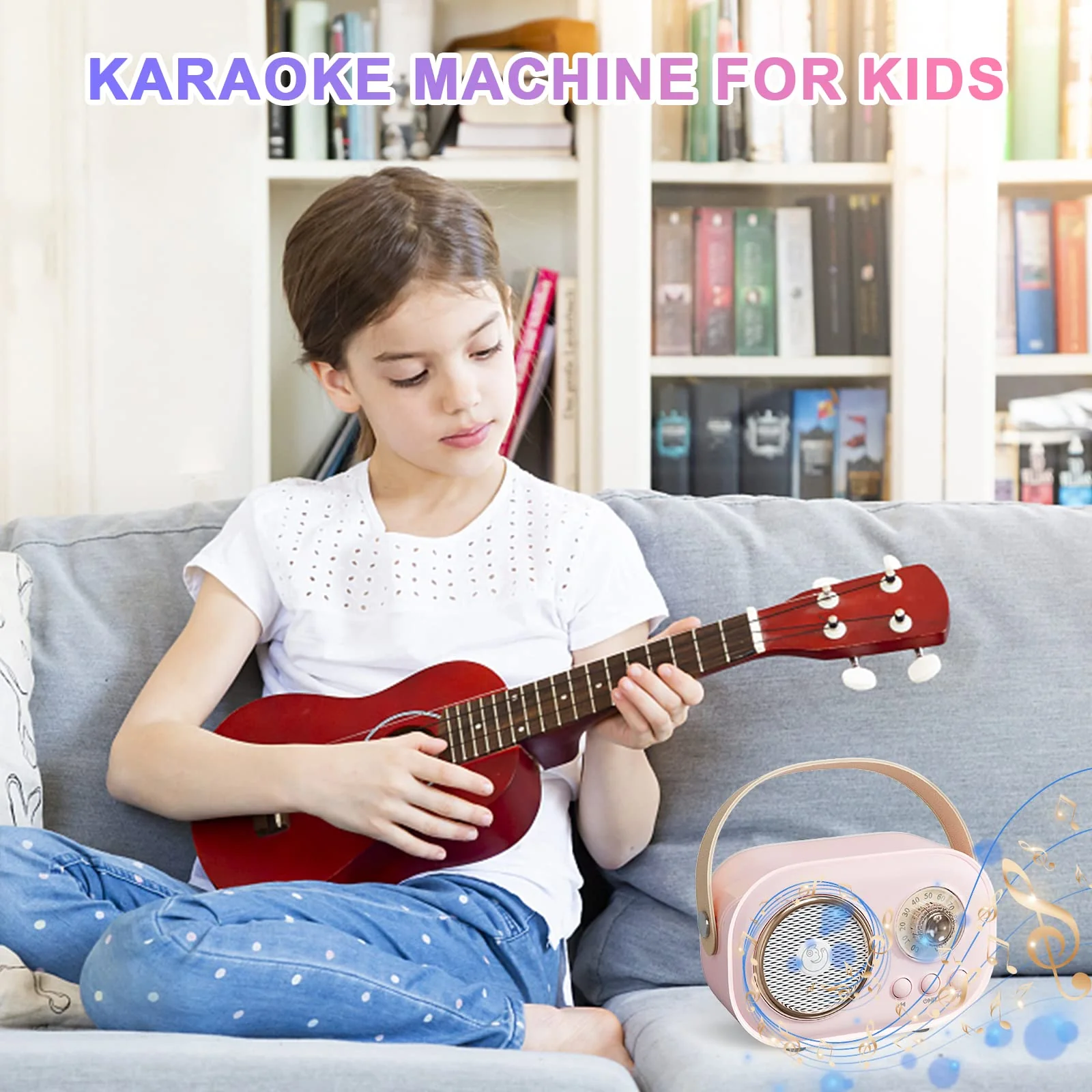 Mini Karaoke Machine,Karaoke Machine for Kids and Adults,Cute Karaoke with Microphone Set,Portable Bluetooth Speaker with Microphone,Retro Handheld Style for Family Party Meeting Singing (Pink) Pink - Image 6
