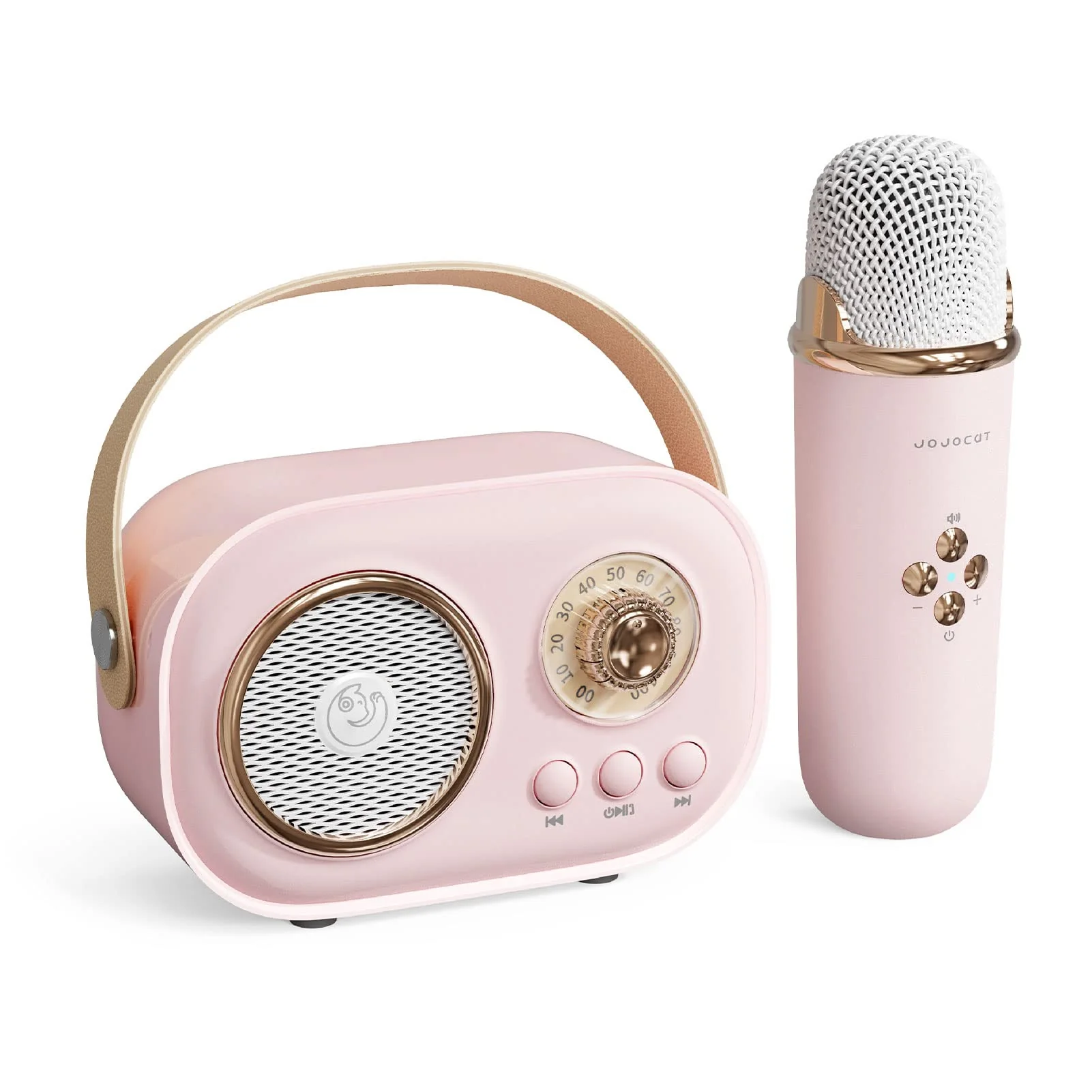 Mini Karaoke Machine,Karaoke Machine for Kids and Adults,Cute Karaoke with Microphone Set,Portable Bluetooth Speaker with Microphone,Retro Handheld Style for Family Party Meeting Singing (Pink) Pink - Image 9