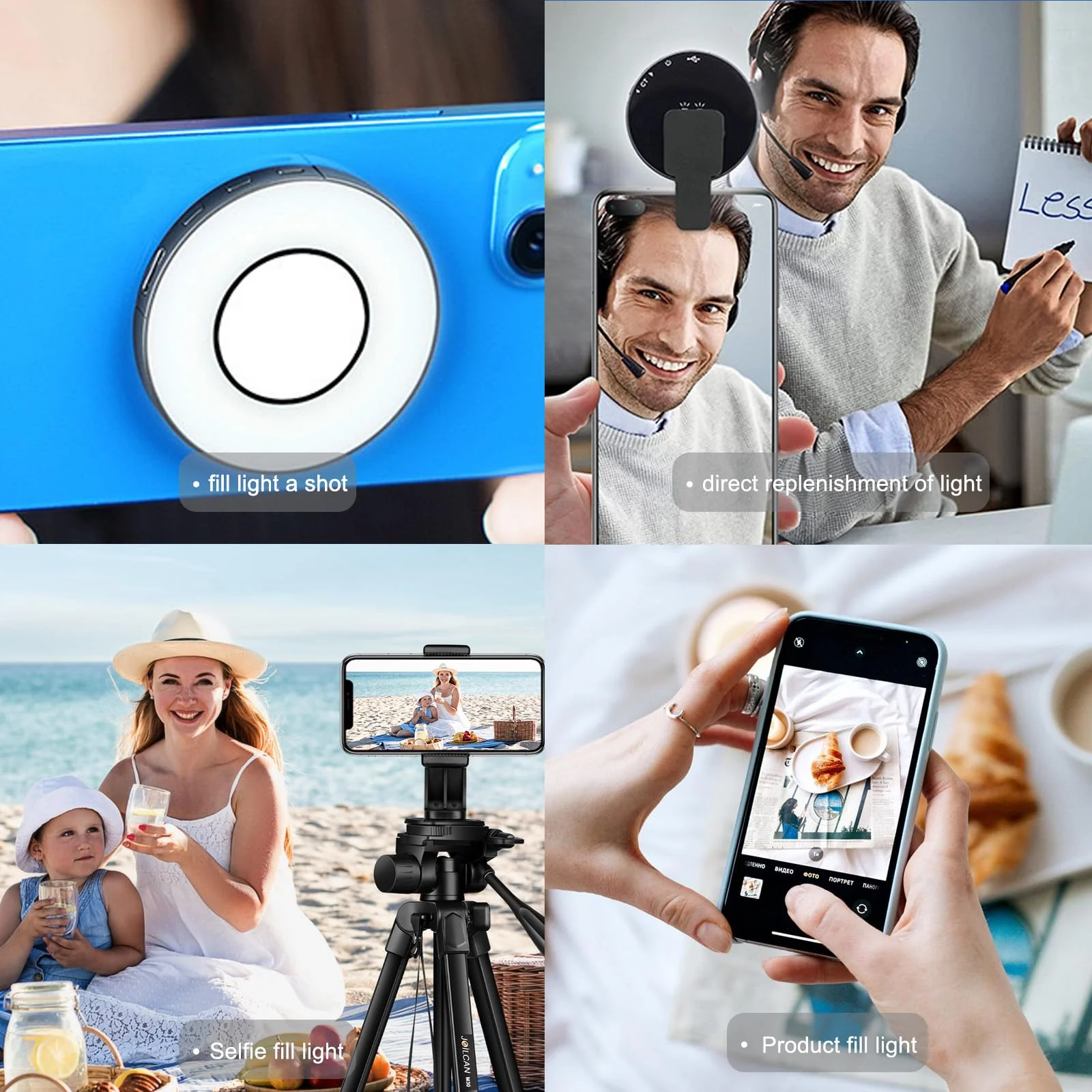 Mini Magnetic Selfie Light for iPhone - Rechargeable Cell Phone Selfie Light with 3 Light Modes/3 Brightness Levels Portable Phone Light for Video Recording/Selfies/TikTok/Live Streaming A model - Image 3