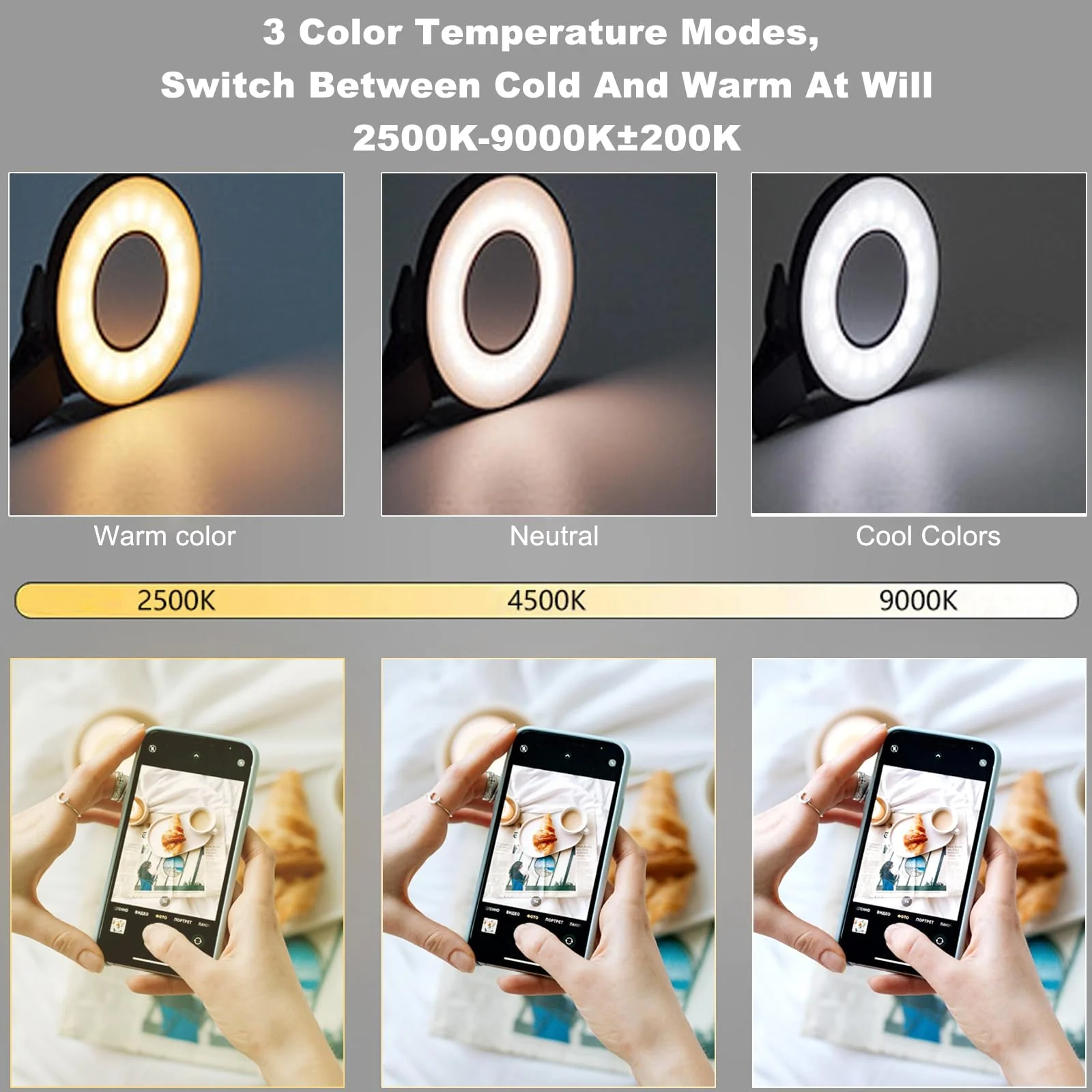 Mini Magnetic Selfie Light for iPhone - Rechargeable Cell Phone Selfie Light with 3 Light Modes/3 Brightness Levels Portable Phone Light for Video Recording/Selfies/TikTok/Live Streaming A model - Image 4