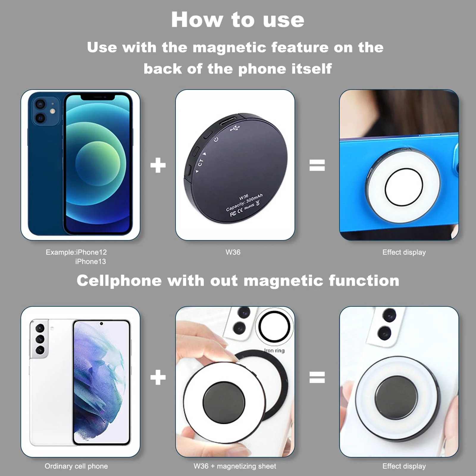 Mini Magnetic Selfie Light for iPhone - Rechargeable Cell Phone Selfie Light with 3 Light Modes/3 Brightness Levels Portable Phone Light for Video Recording/Selfies/TikTok/Live Streaming A model - Image 5