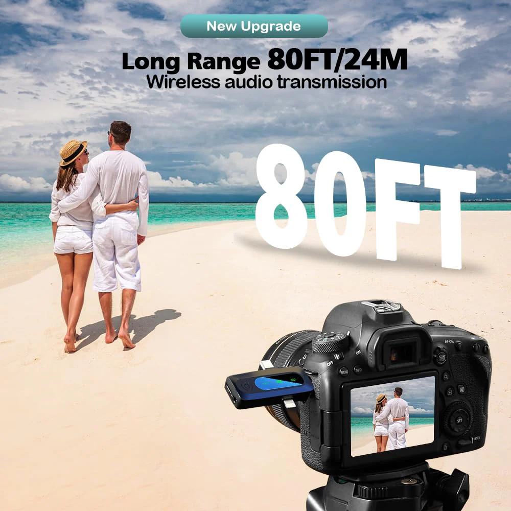 Mini Microphone,3 in 1 Wireless Lavalier Microphones for iPhone/iPad/Android/Camera(Lightning/USB/3.5 mm Jack),2 LED Display Bluetooth Microphone Mute/Noise for Video Recording Vlog,Youtube, Tiktok Black LED（3 in1） - Image 5