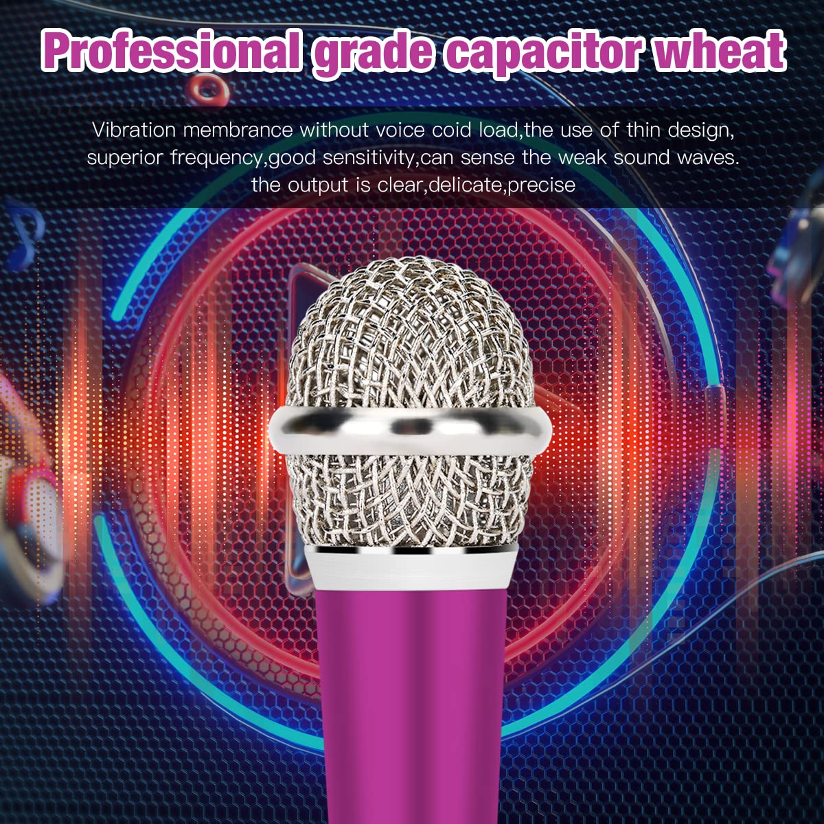 Mini Microphone,Portable Vocal Tiny Microphone, Asmr Microphone ,Phone Microphone, Mini Karaoke Microphone for Voice Recording Chatting And Singing On Iphone,Android,Laptop Notebook（Pink purple） Rose purple - Image 2