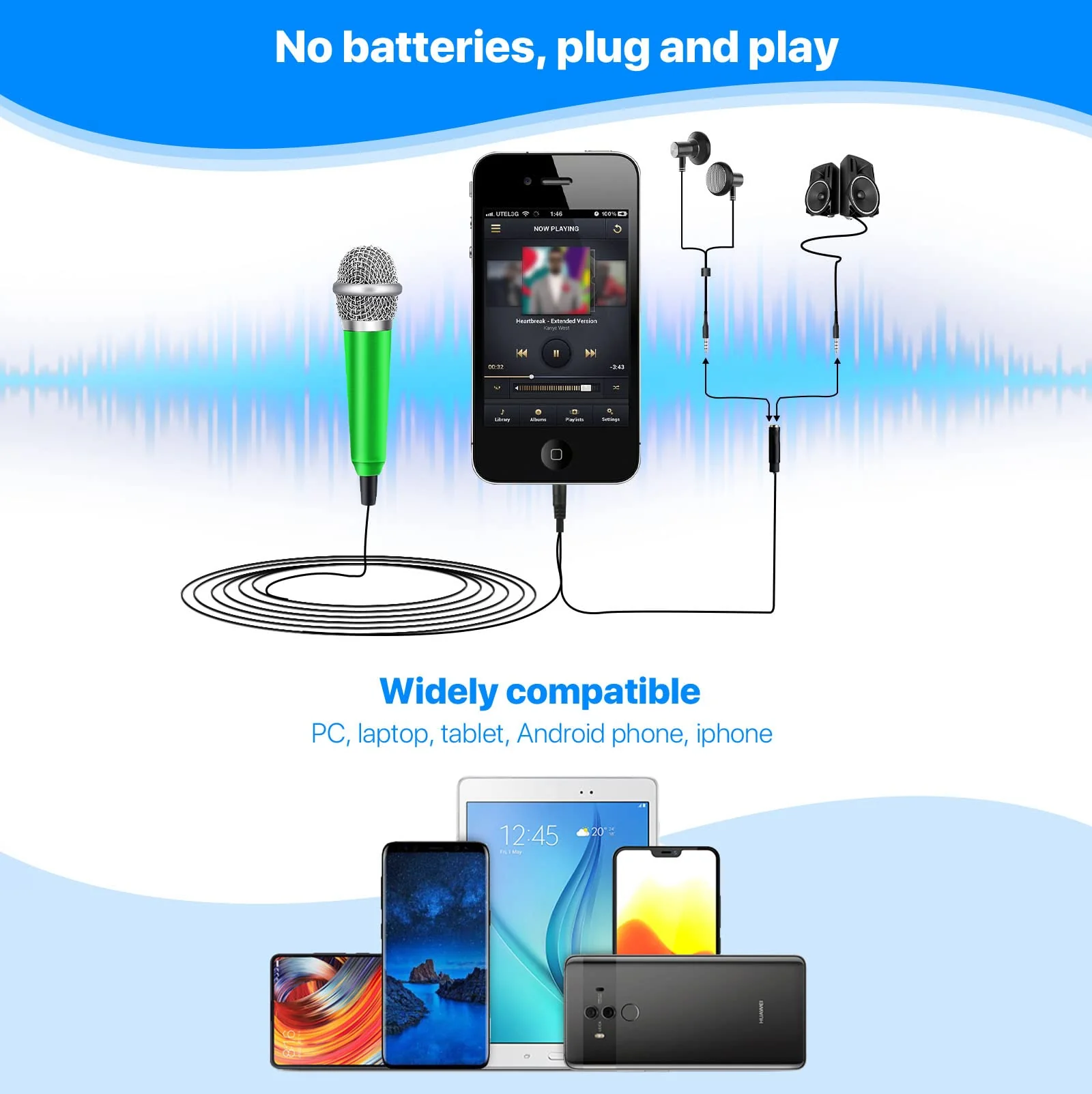 Mini Microphone,Tiny Microphone,Phone Microphone, Asmr Microphone,Mini Karaoke Microphone,forVoiceRecording Chatting and Singing on iPhone,Android,PC(Green) Green - Image 2