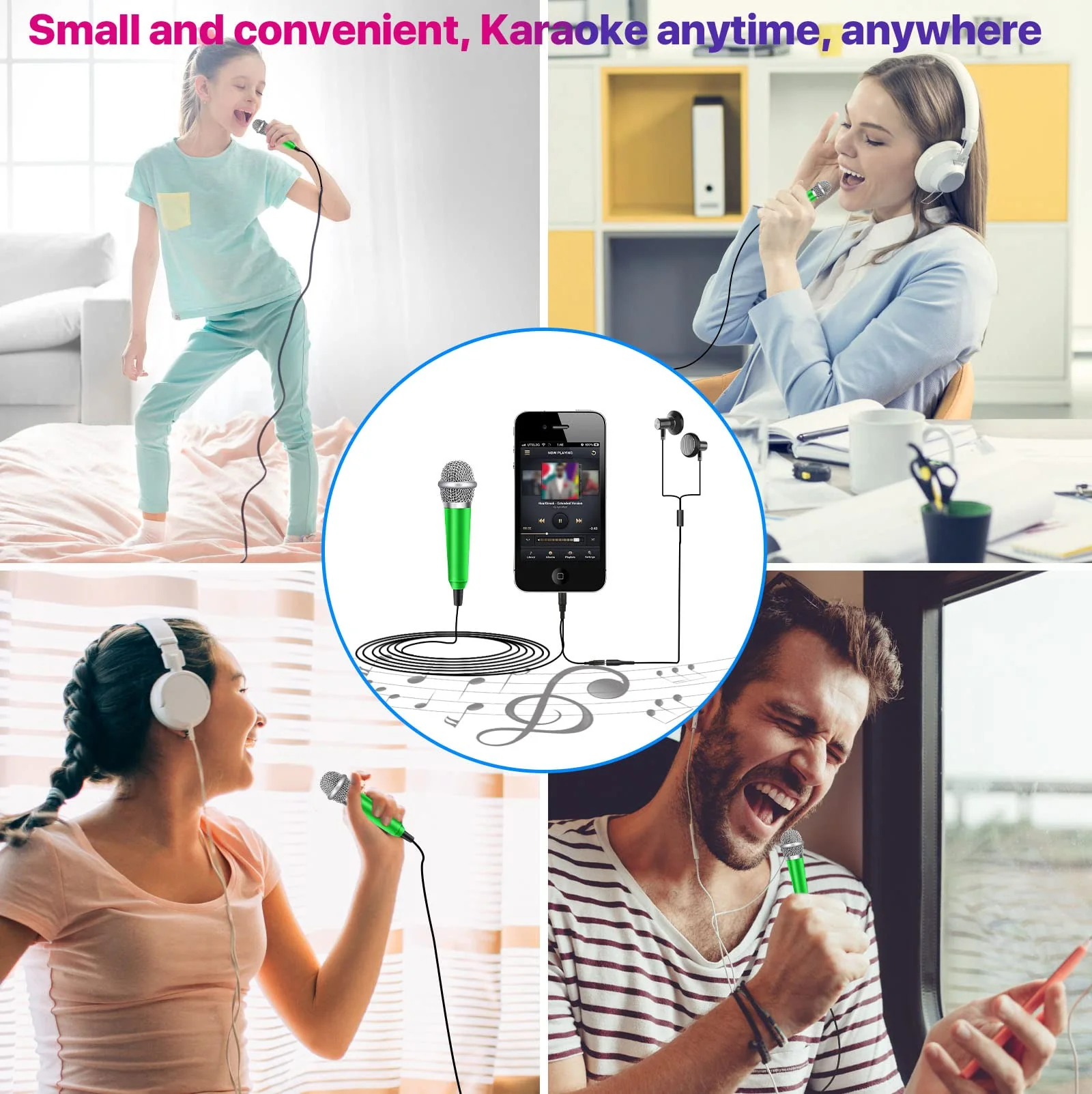Mini Microphone,Tiny Microphone,Phone Microphone, Asmr Microphone,Mini Karaoke Microphone,forVoiceRecording Chatting and Singing on iPhone,Android,PC(Green) Green - Image 7