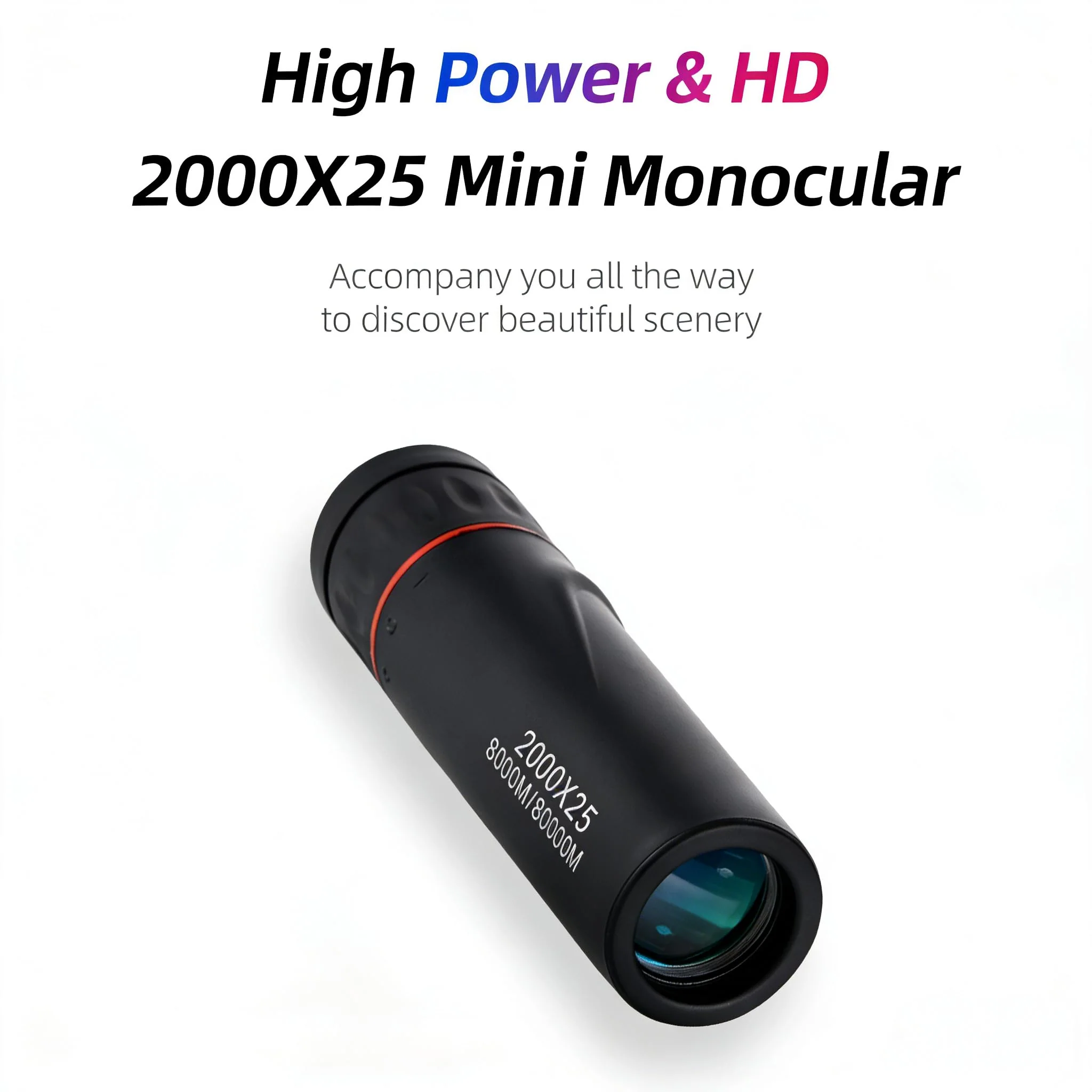 Mini Monocular Telescope with Phone Adapter, 25X Magnification Portable Single Tube for Hiking, Bird Watching, Stargazing, and Outdoor Adventures B - Image 2
