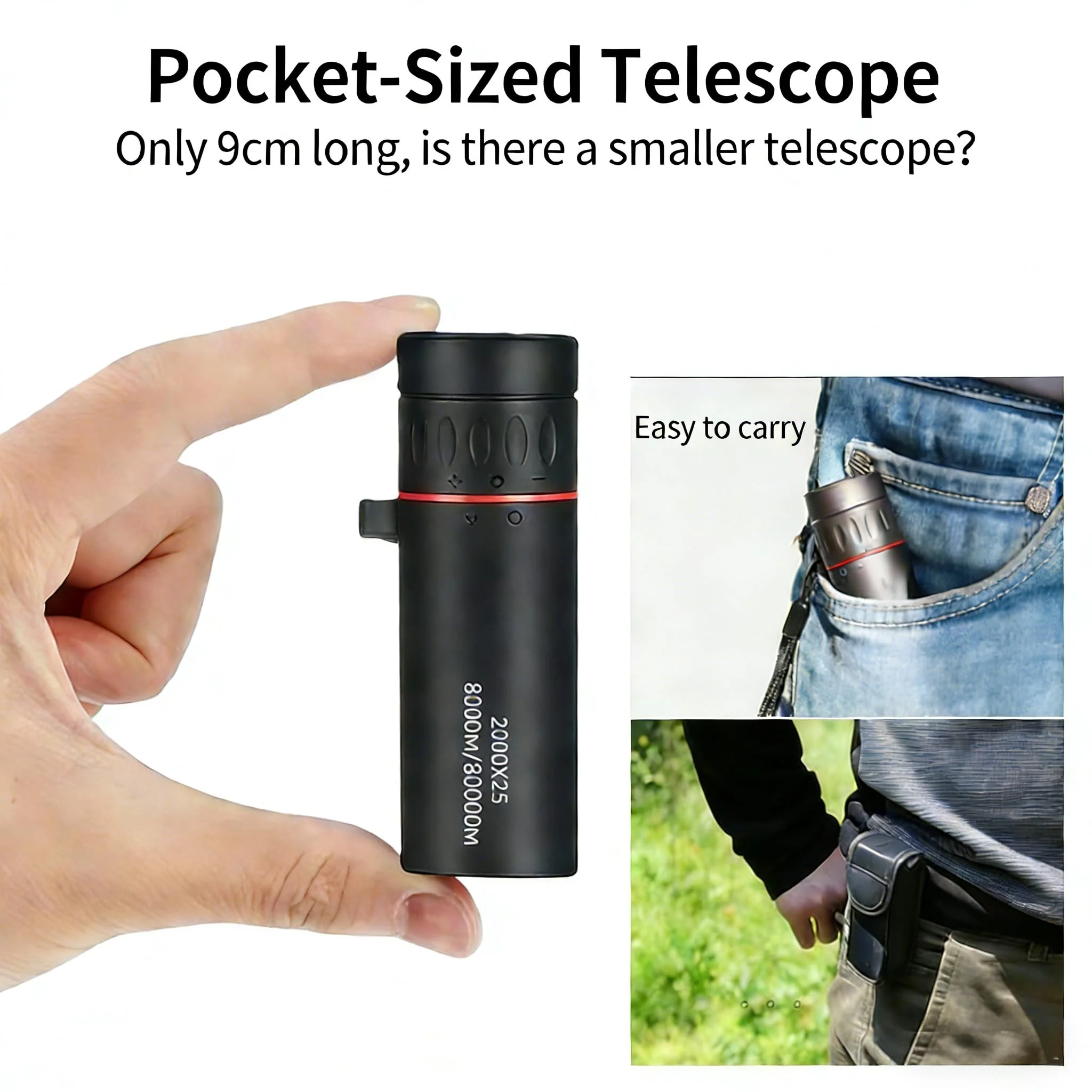 Mini Monocular Telescope with Phone Adapter, 25X Magnification Portable Single Tube for Hiking, Bird Watching, Stargazing, and Outdoor Adventures B - Image 3