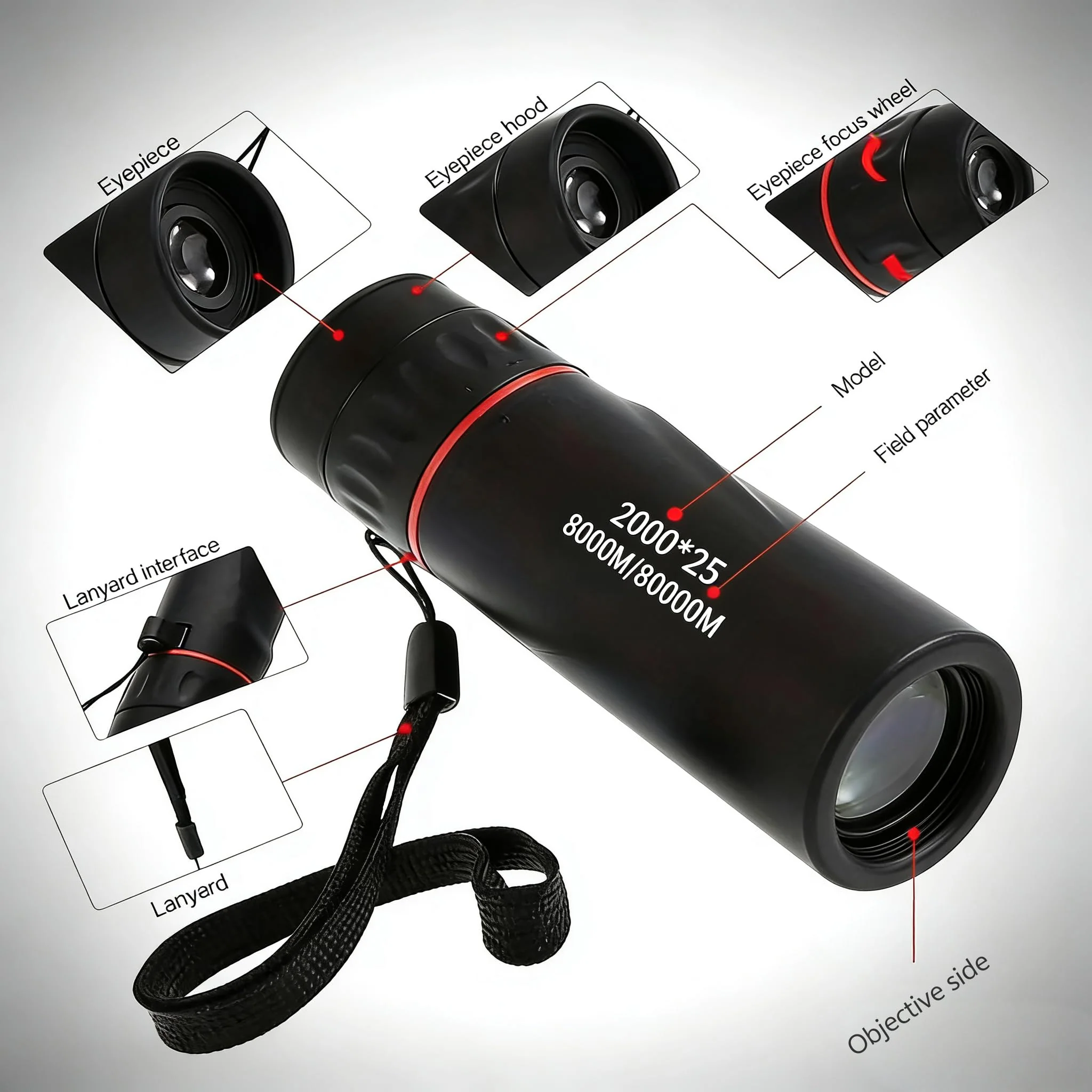 Mini Monocular Telescope with Phone Adapter, 25X Magnification Portable Single Tube for Hiking, Bird Watching, Stargazing, and Outdoor Adventures B - Image 5