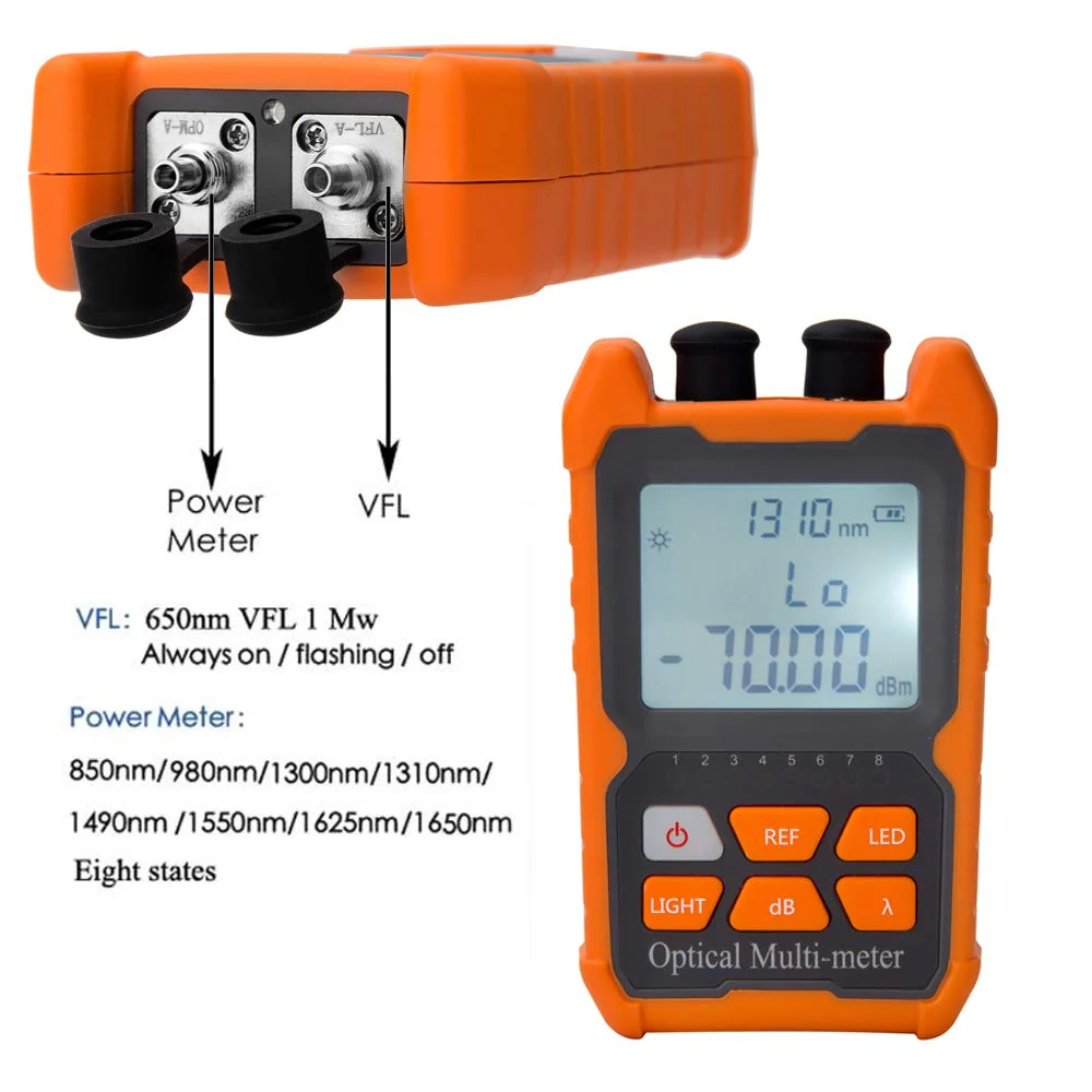 Mini Optical Fiber Power Meter FC/SC/ST Universal Interface Fiber Tester Integrated OPM, VFL, and RJ45 Functions Li-ion Battery USB Charge (OPM&VFL-2Mw-Li) OPM&VFL-2Mw-Li - Image 5