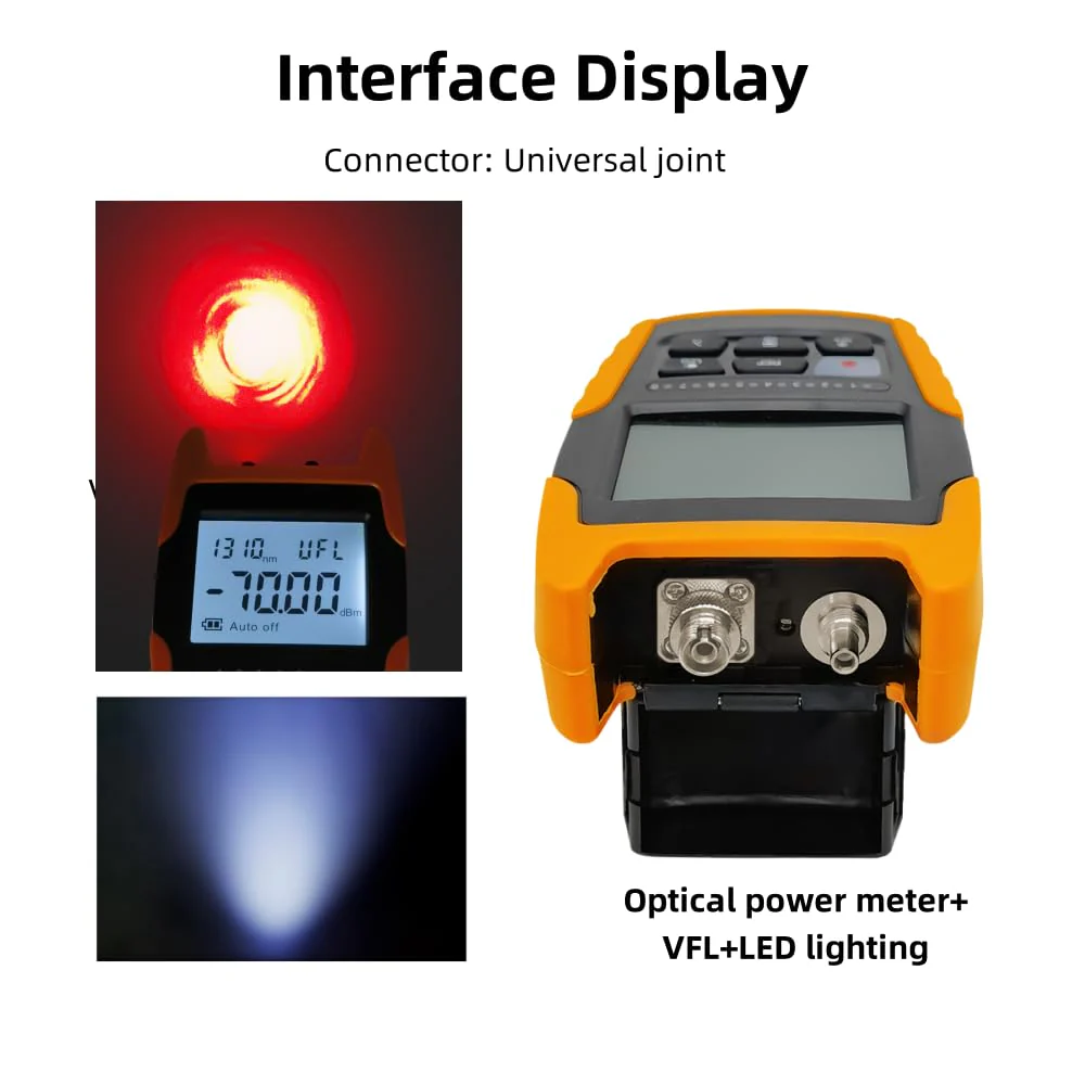 Mini Optical Power Meter,4-in-1 Portable Fiber Optical Power Meter with Universal FC/SC/ST Interface and Built-in 2Mw Visual Fault Locator,10 Wavelengths OPM530-07 - Image 3
