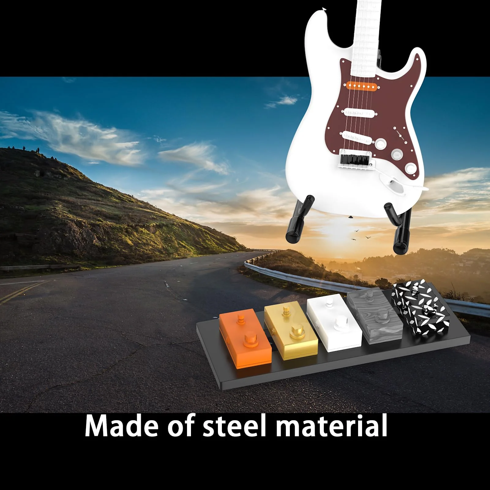 Mini Pedal Board Guitar Effects Compact Small Pedalboard with Bass Pedals Mountain Tape, Aluminum Alloy Super light Effect (15.6 inch) 15.6 inch - Image 7