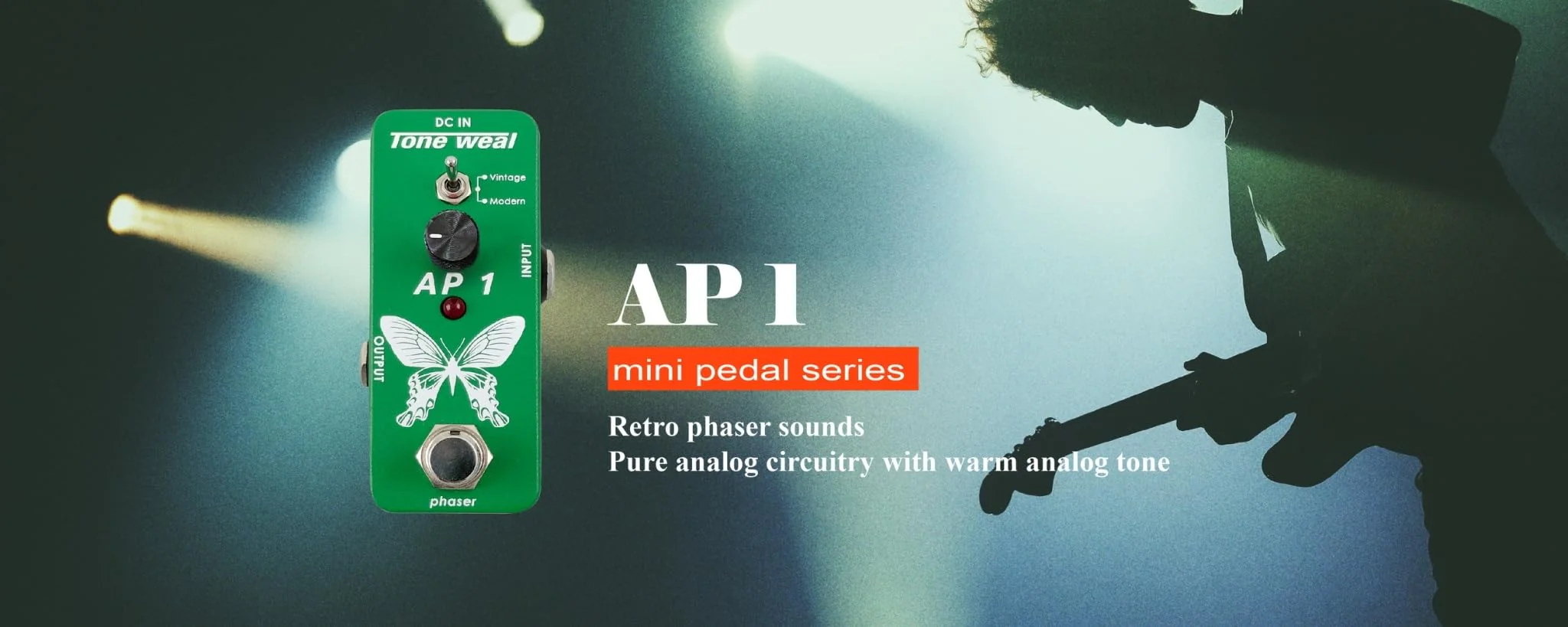 MINI Pedal Series—AP1 delivers warm, vintage phaser tones with speed control and two selectable waveforms. It was designed and made in Taiwan. - Image 4