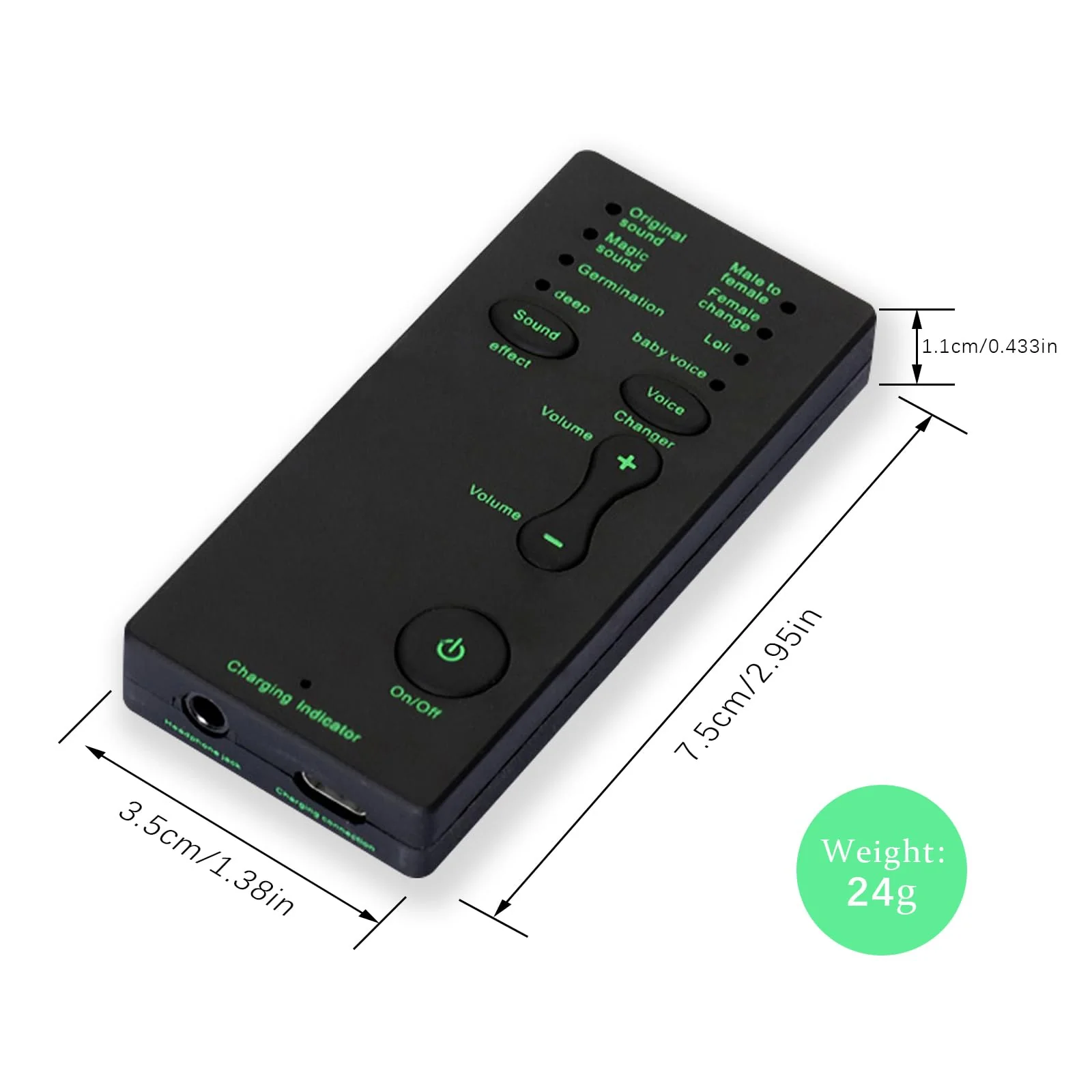 Mini Portable Voice Changer, Handheld Microphone Voice Modulator Disguiser with 8 Sound Effects, Live Broadcast Voice Gaming Recording for Mobile Phone Computer PS4 PS5 Xbox One Games Streaming M1 - Image 3