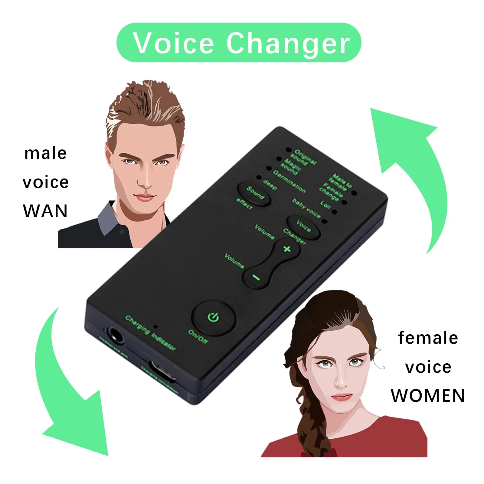 Mini Portable Voice Changer, Handheld Microphone Voice Modulator Disguiser with 8 Sound Effects, Live Broadcast Voice Gaming Recording for Mobile Phone Computer PS4 PS5 Xbox One Games Streaming M1 - Image 6