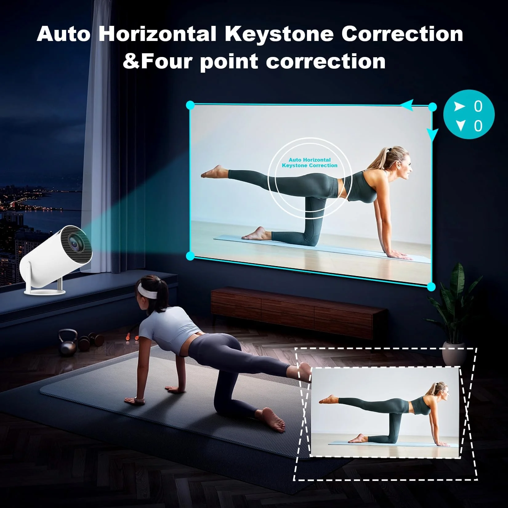 Mini Projector, Support 4K 1080P Portable Projector with Dual Band WIFI6 5G Wireless 5.2 Bluetooth Android 11, 200 ANSI Lumens, 180° Rotatable, Auto Keystone Correction,35"-130" Screen Video Projector HY300PRO - Image 4