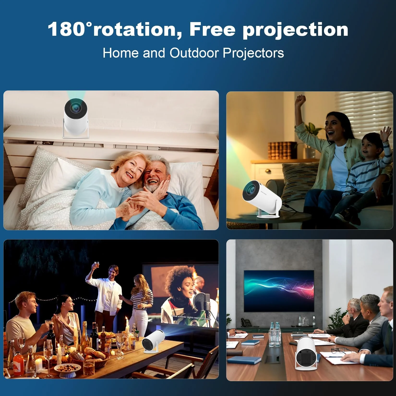 Mini Projector, Support 4K 1080P Portable Projector with Dual Band WIFI6 5G Wireless 5.2 Bluetooth Android 11, 200 ANSI Lumens, 180° Rotatable, Auto Keystone Correction,35"-130" Screen Video Projector HY300PRO - Image 5