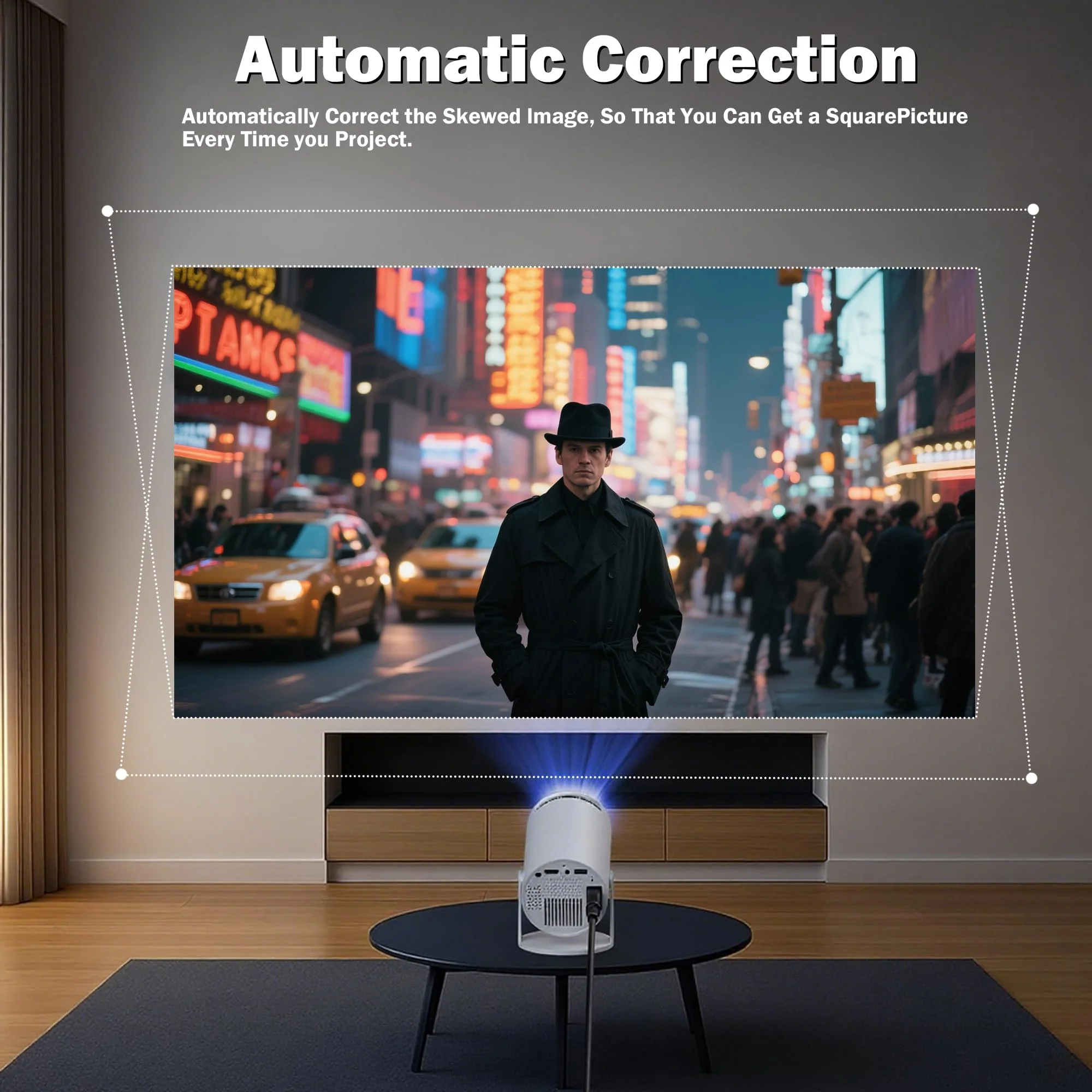 Mini Projector Support 4K, 200 Ansi Outdoor & Home Movie Portable Projector with Wifi6 and 5.0 Bluetooth, Automatic Keystone Correction, 180°Rotatable, Compatible with HDMI USB PC Laptop 300 Pro - Image 3