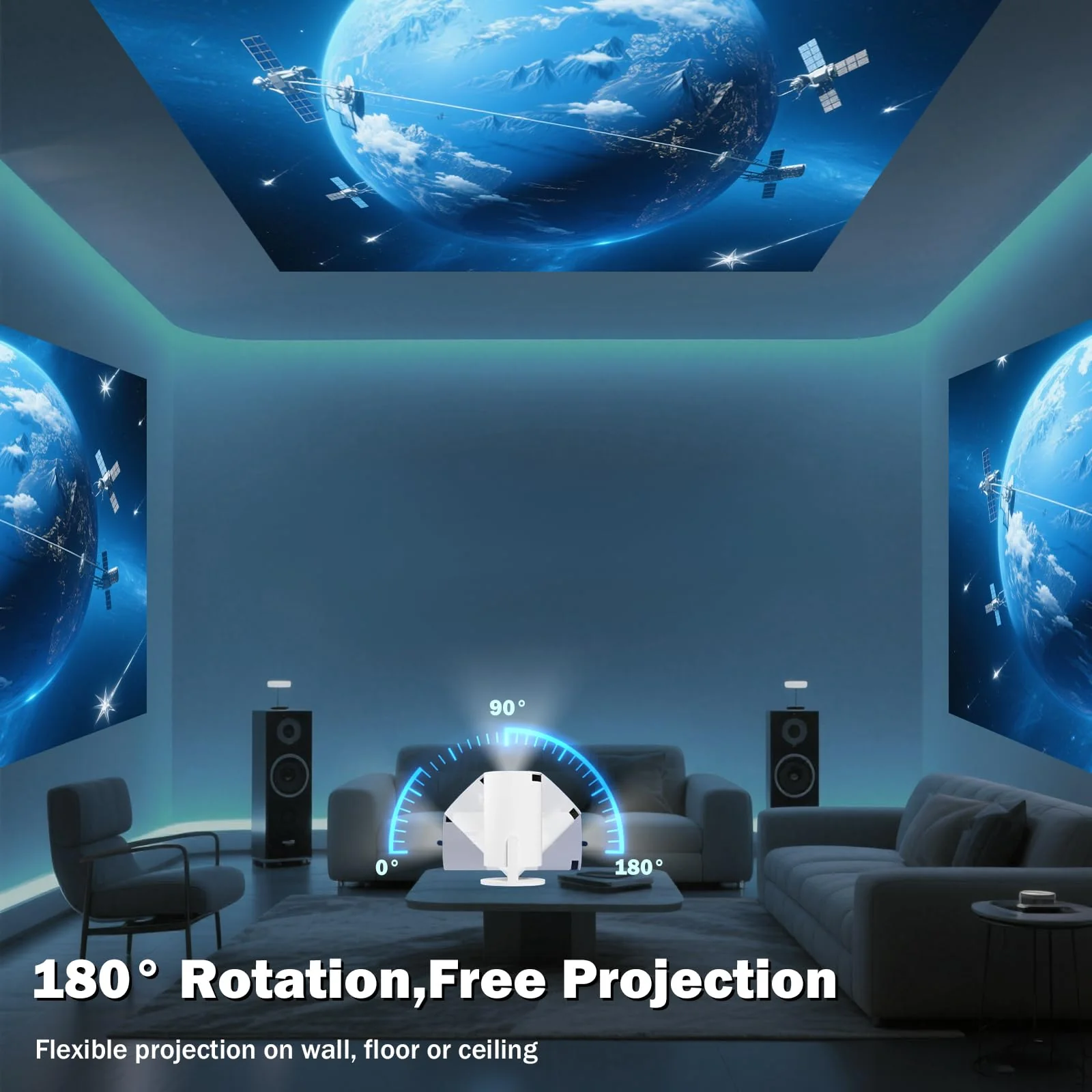 Mini Projector Support 4K, 200 Ansi Outdoor & Home Movie Portable Projector with Wifi6 and 5.0 Bluetooth, Automatic Keystone Correction, 180°Rotatable, Compatible with HDMI USB PC Laptop 300 Pro - Image 4
