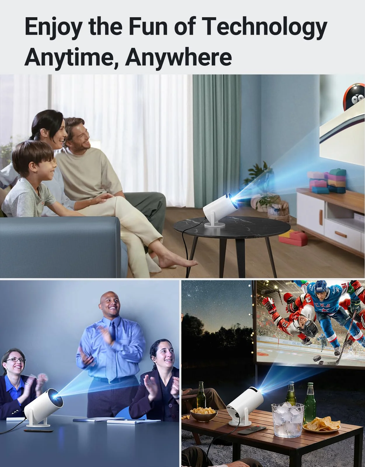 Mini Projector with WiFi 6 and Bluetooth 5.2, Built-in App Smart Portable Projector Support 4K 1080P FHD, 180° Rotatable, AutoKeystone, Android 11, Compatible with HDM/USB/Phone/Laptop White - Image 8