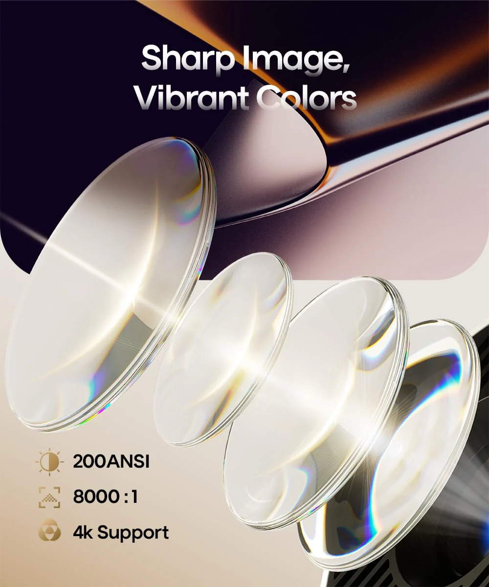 Mini Projector with Wifi 6 and Bluetooth5.4, Portable Projector 4K Support, Android 14 Smart Proyector with 200ASIN & Auto Keystone, Alwtniet HY300Pro Small Proyector for Bedroom, Movie, Outdoor White - Image 2