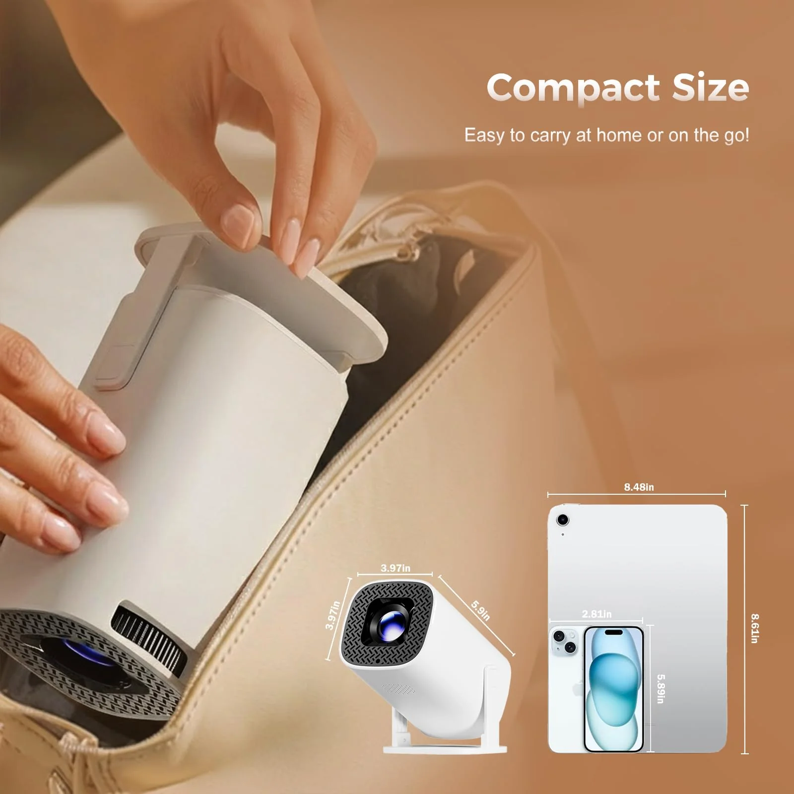Mini Projector with Wifi and Bluetooth, Build-in Android 14, Portable Projector Outdoor&Ceiling Use, Auto Keystonet&270°Rotatable, 200 Ansi, 4k Home Thearter Movie Projector for HDMI USB - Image 5