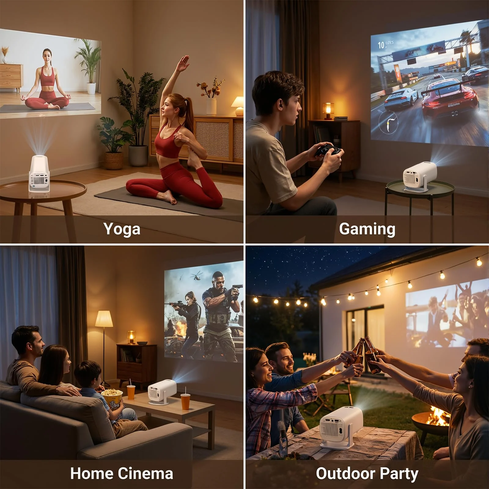 Mini Projector with Wifi and Bluetooth, Build-in Android 14, Portable Projector Outdoor&Ceiling Use, Auto Keystonet&270°Rotatable, 200 Ansi, 4k Home Thearter Movie Projector for HDMI USB - Image 9