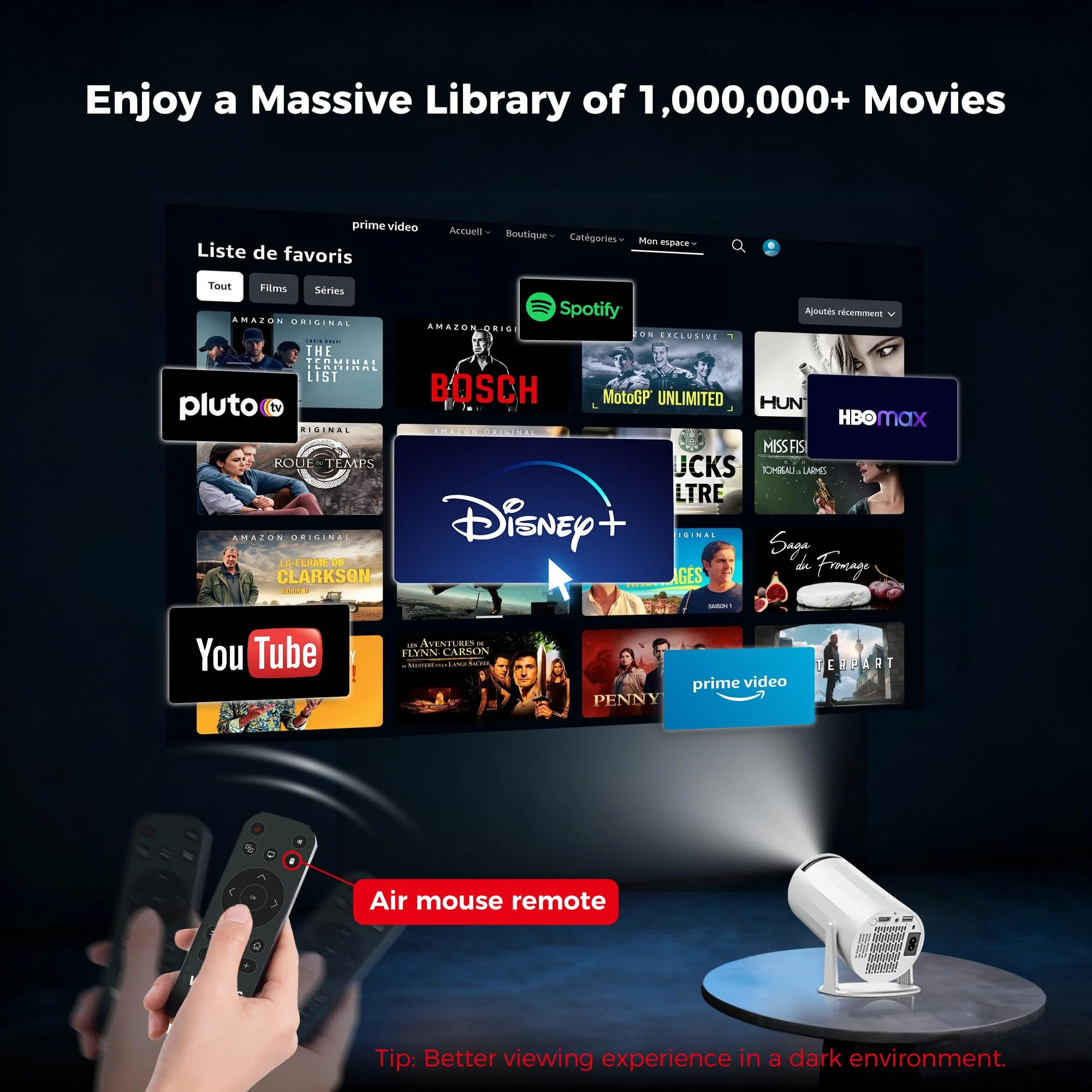 Mini Projector with WiFi and Bluetooth, Portable Movie Projector Support 4K, Auto Keystone,210° Rotation, 130'' Screen Smart Projector Compatible with HDMI Phone TV Stick for Bedroom Outdoor A-X8 - Image 4