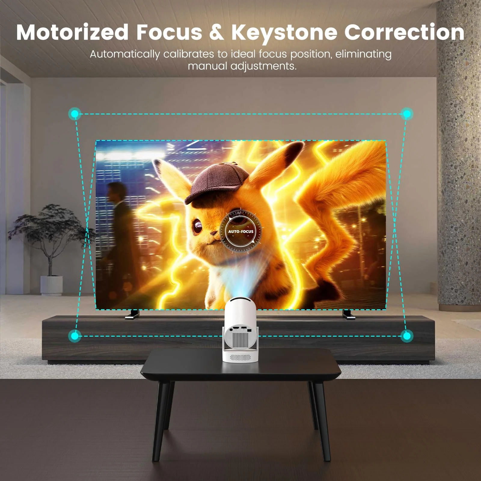 Mini Projector with WiFi and Bluetooth, Portable Projector 4k 1080P Support 5w Sound Base Speaker, 170 ANSI, Android 11, Auto Vertical Keystone Smart Proyector for Home Bedroom Outdoor, HY300 Ultra - Image 4