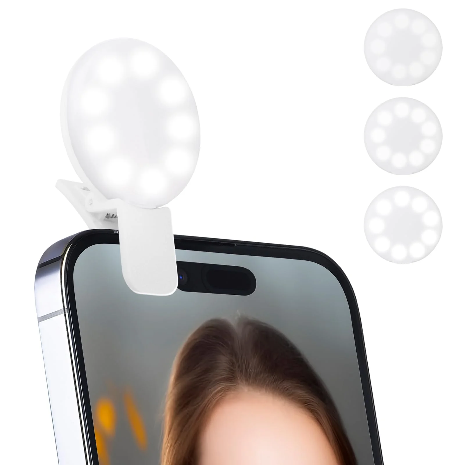 Mini Ring Light for Phone, Starkik Rechargeable Cell Phone Selfie Light Clip On for iPhone, Laptop, Make up, Portable Phone Light (White) mini ring light M