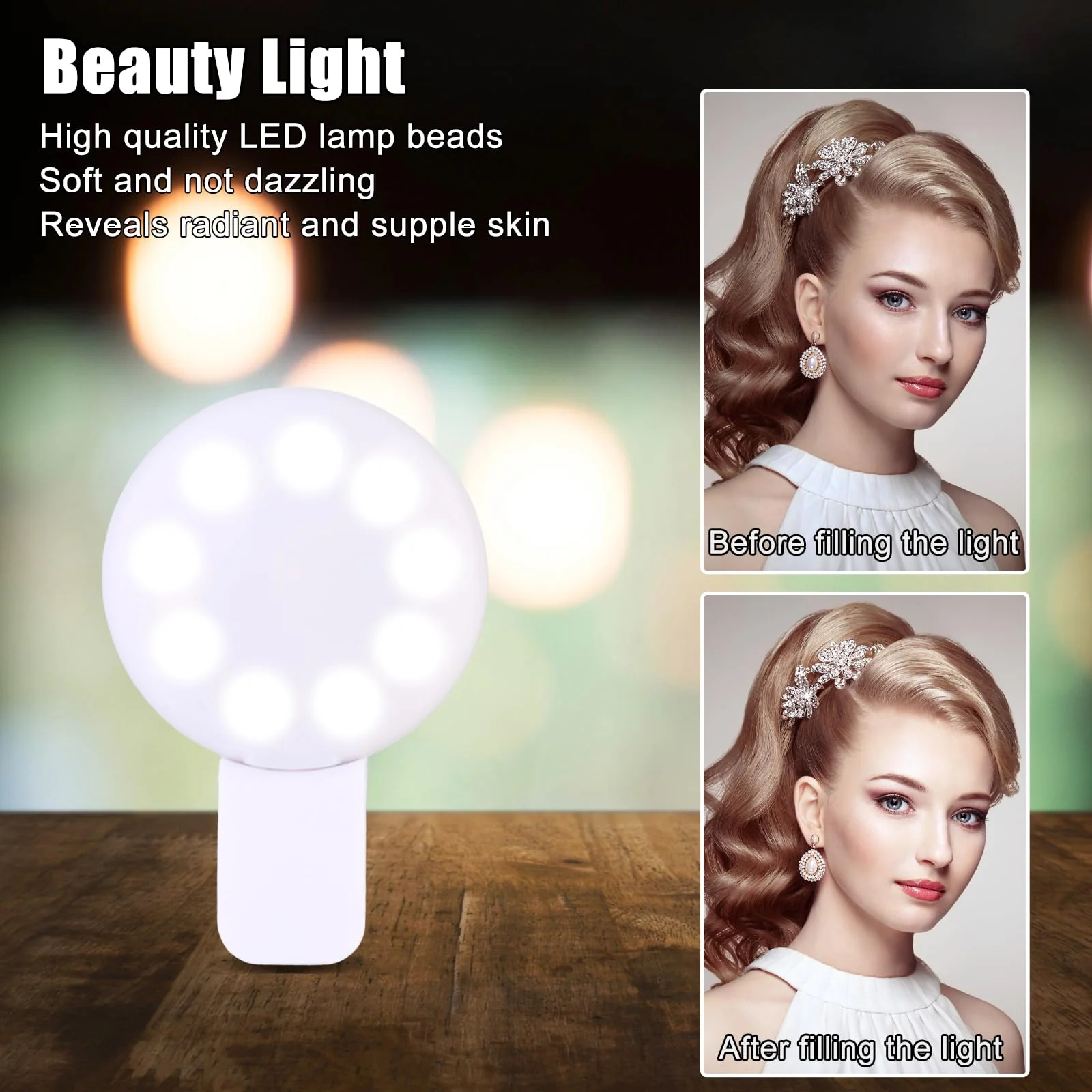 Mini Ring Light for Phone, Starkik Rechargeable Cell Phone Selfie Light Clip On for iPhone, Laptop, Make up, Portable Phone Light (White) mini ring light M - Image 5