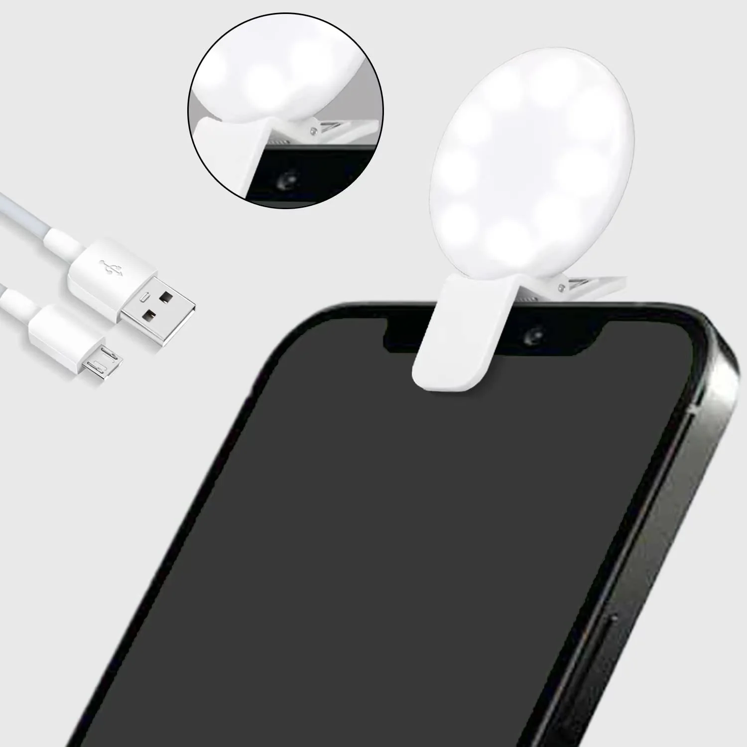 Mini Ring Light for Phone, Starkik Rechargeable Cell Phone Selfie Light Clip On for iPhone, Laptop, Make up, Portable Phone Light (White) mini ring light M - Image 8