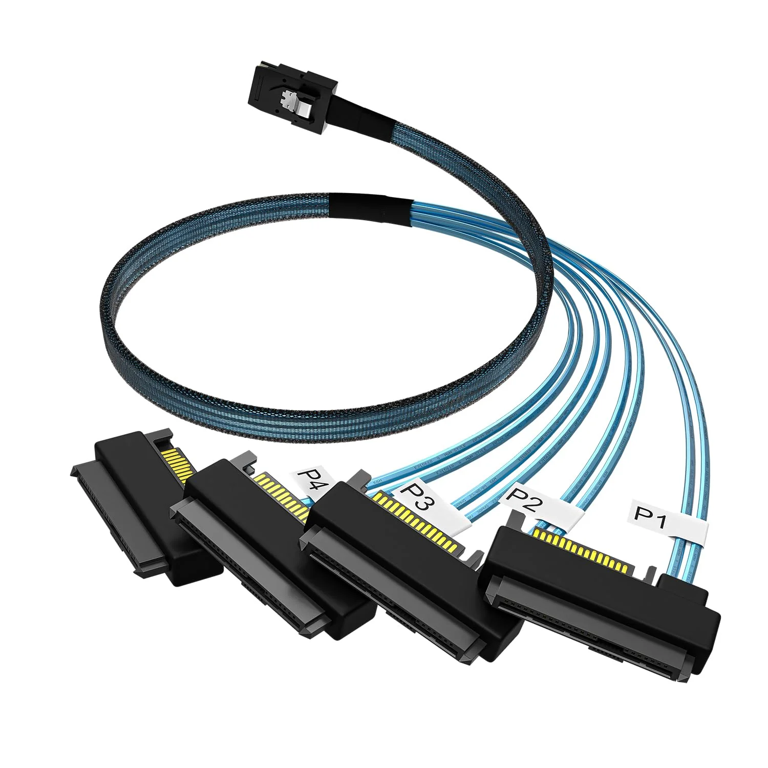 Mini-SAS to SAS-Cable: 1M SFF-8087 to SAS SFF-8482 Connector 4X SAS 29Pin with SATA-Power Adapter Cable (3.3FT) - Image 3