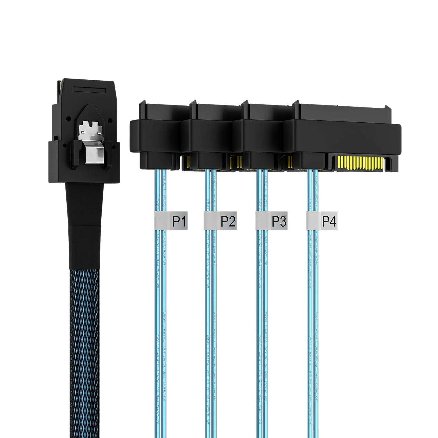 Mini-SAS to SAS-Cable: 1M SFF-8087 to SAS SFF-8482 Connector 4X SAS 29Pin with SATA-Power Adapter Cable (3.3FT) - Image 4