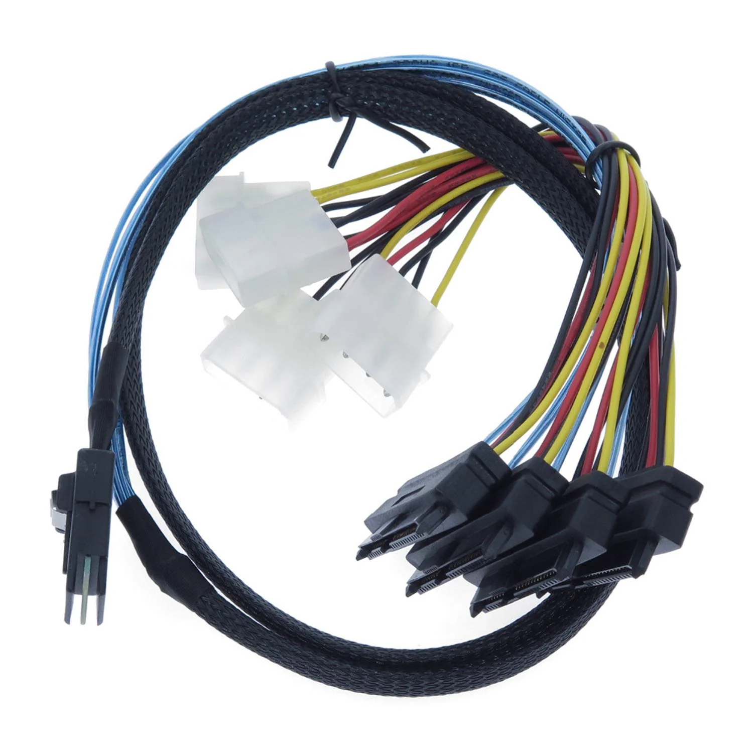 Mini SAS to SAS Cable Internal Breakout Cable SFF-8087 to SFF-8482 with 4X Molex Power Connectors for Raid Controller to Hard Drive 3.3FT - Image 2