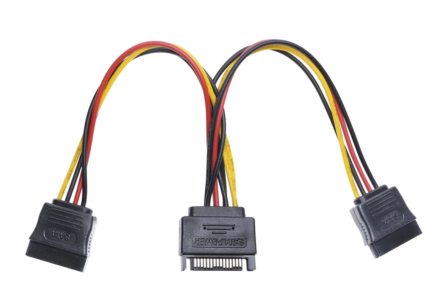 Mini Skater 7.87 Inch Length SATA Power Cable 15-Pin Male to 2 x 15-Pin Female Power Extension SATA Y Splitter Cable Adapter Line for Chassis and Hard Drive Power,1Pcs Black B - Image 5