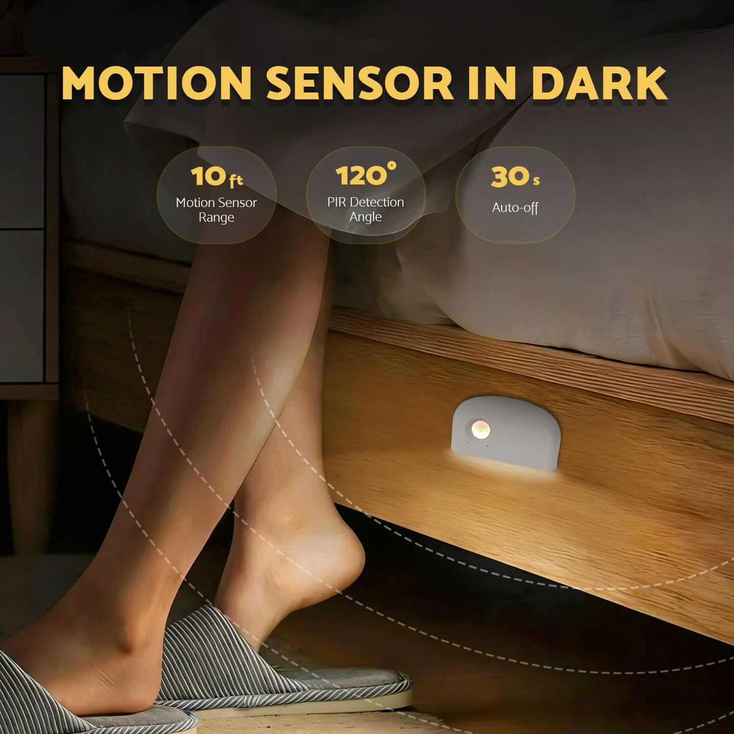Mini Stair Lights Motion Sensor Indoor, Battery Operated Night Light, Warm White, Rechargeable Magnetic Dimmable Stick-On Wireless LED, for Stairs Hallway Bathroom Bedroom, 6 Pack by Dazzy Dot 6pc - Image 3