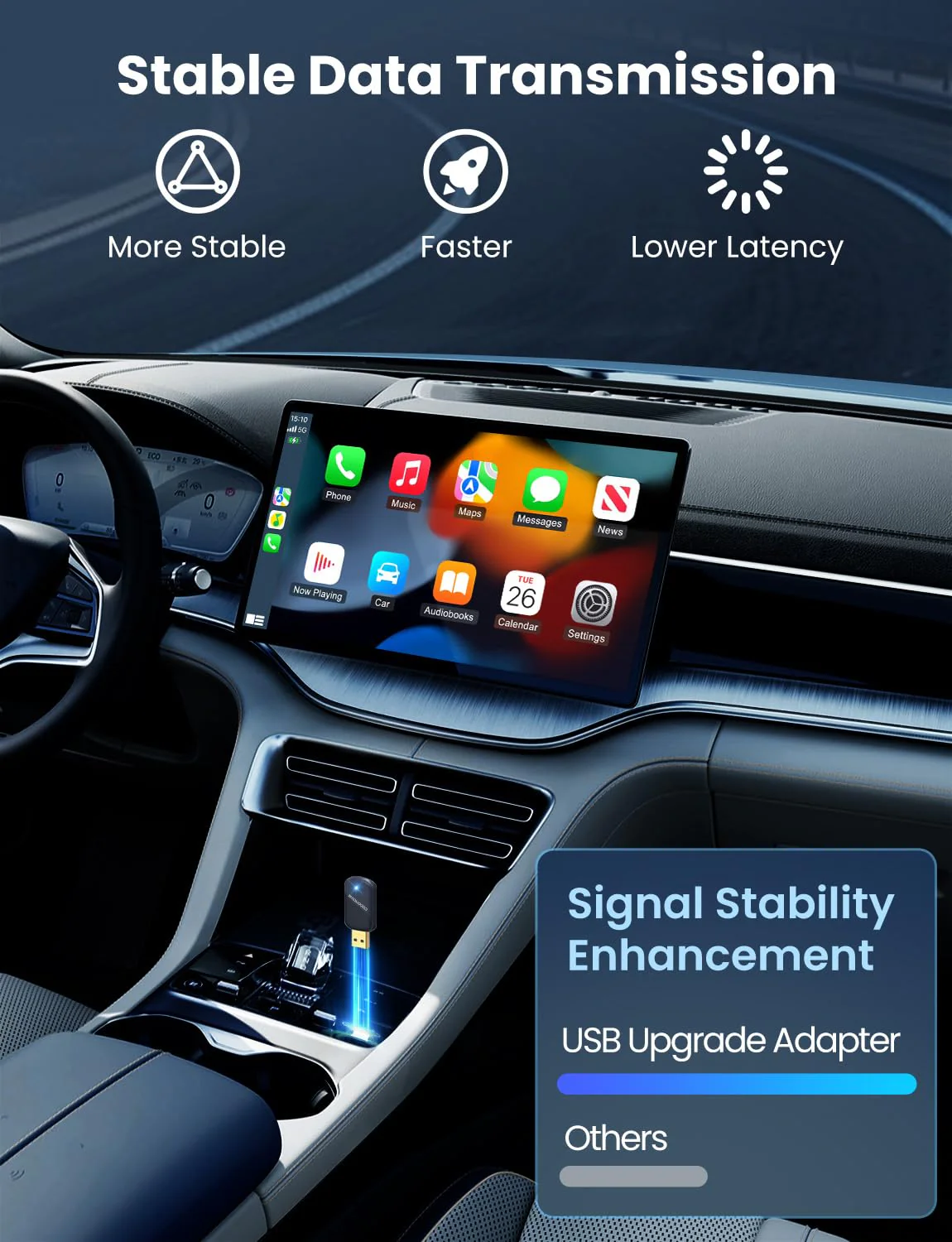 Mini Wireless CarPlay & Android Auto Adapter for iPhone & Android Phone (2026 Upgrade), No Lag, Fast Stable Connection, Converts Wired to Wireless CarPlay Dongle for 2016+ Cars, USB-A&C Port Blue - Image 10