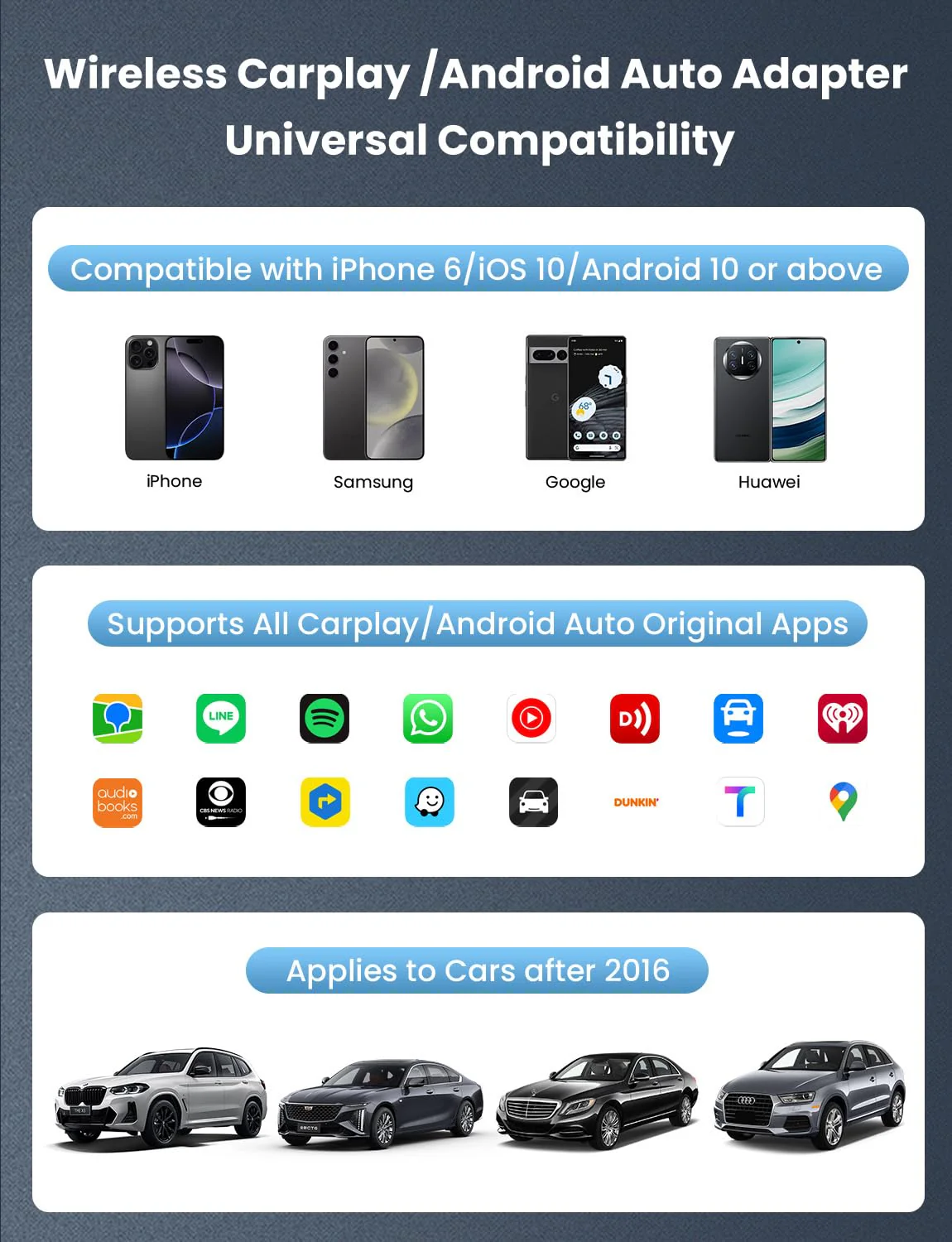 Mini Wireless CarPlay & Android Auto Adapter for iPhone & Android Phone (2026 Upgrade), No Lag, Fast Stable Connection, Converts Wired to Wireless CarPlay Dongle for 2016+ Cars, USB-A&C Port Blue - Image 11