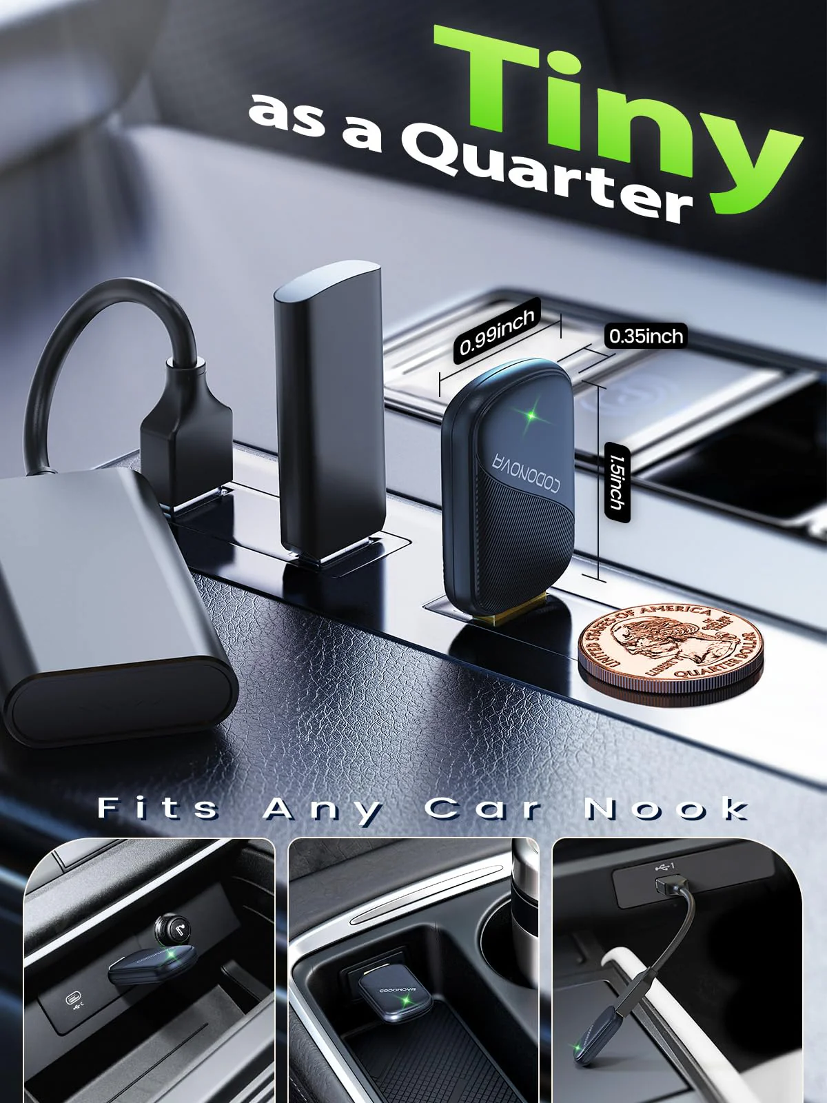 Mini Wireless CarPlay & Android Auto Adapter for iPhone & Android Phone (2026 Upgrade), No Lag, Fast Stable Connection, Converts Wired to Wireless CarPlay Dongle for 2016+ Cars, USB-A&C Port Blue - Image 3