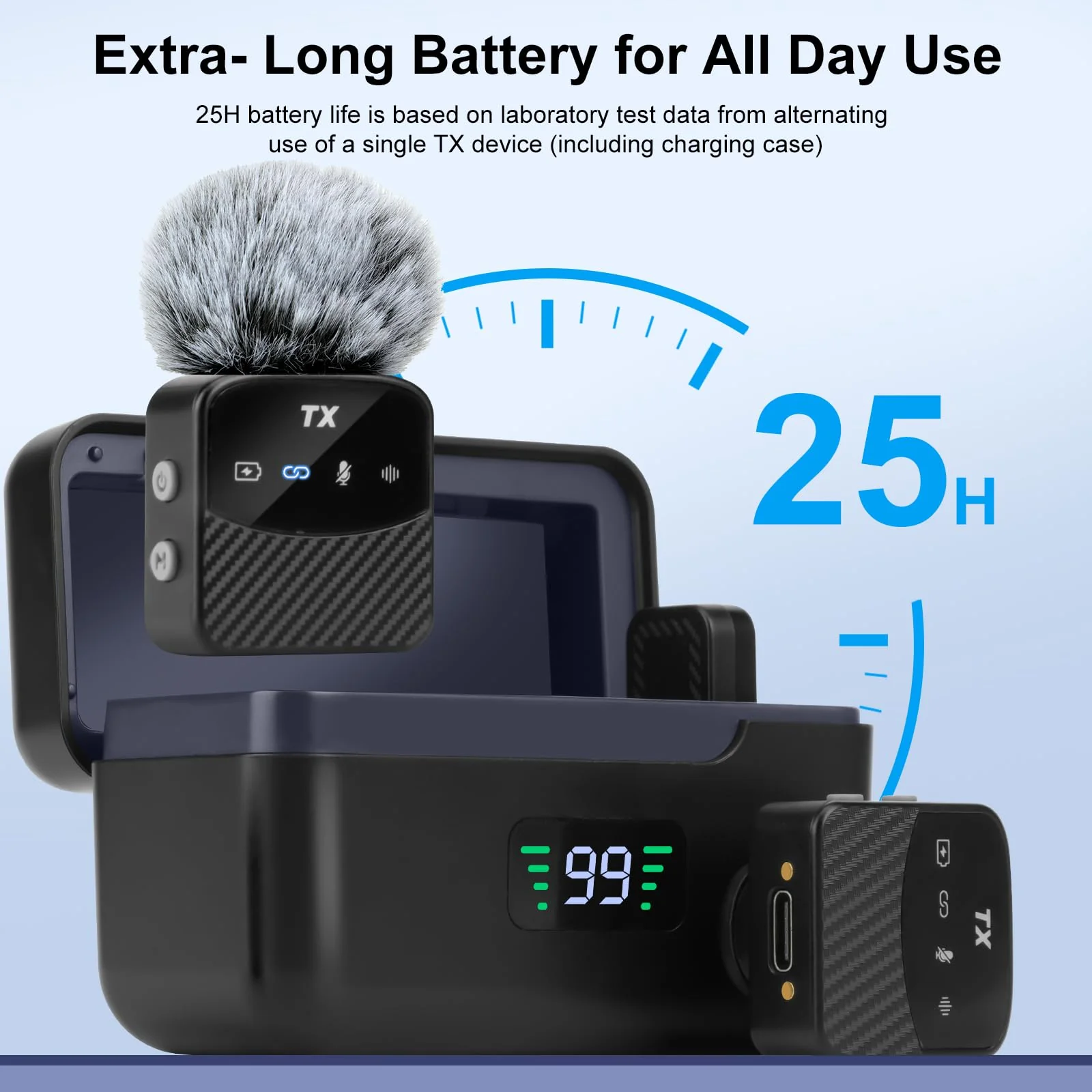 Mini Wireless Lavalier Microphone for iPhone/Android/Tablets,Magnetic Mini Mic with Noise Reduction, 25H Battery Life with Charging Case, Lapel Microphone Wireless for Video Recording Podcast Magnetic Mini Mic - Image 3