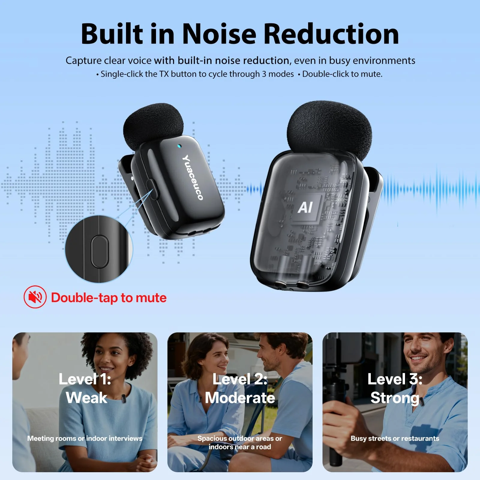 Mini Wireless Lavalier Microphone for iPhone ipad Android, Noise Reduction and Mute, 33h Charging Case, AI Voice Changer, 131FT Range, Mini Lapel Mic for Video Recording, Vlogging, YouTube Mic Mini (2TX+1 C RX+1 Lightning RX+Charging Case - Image 2