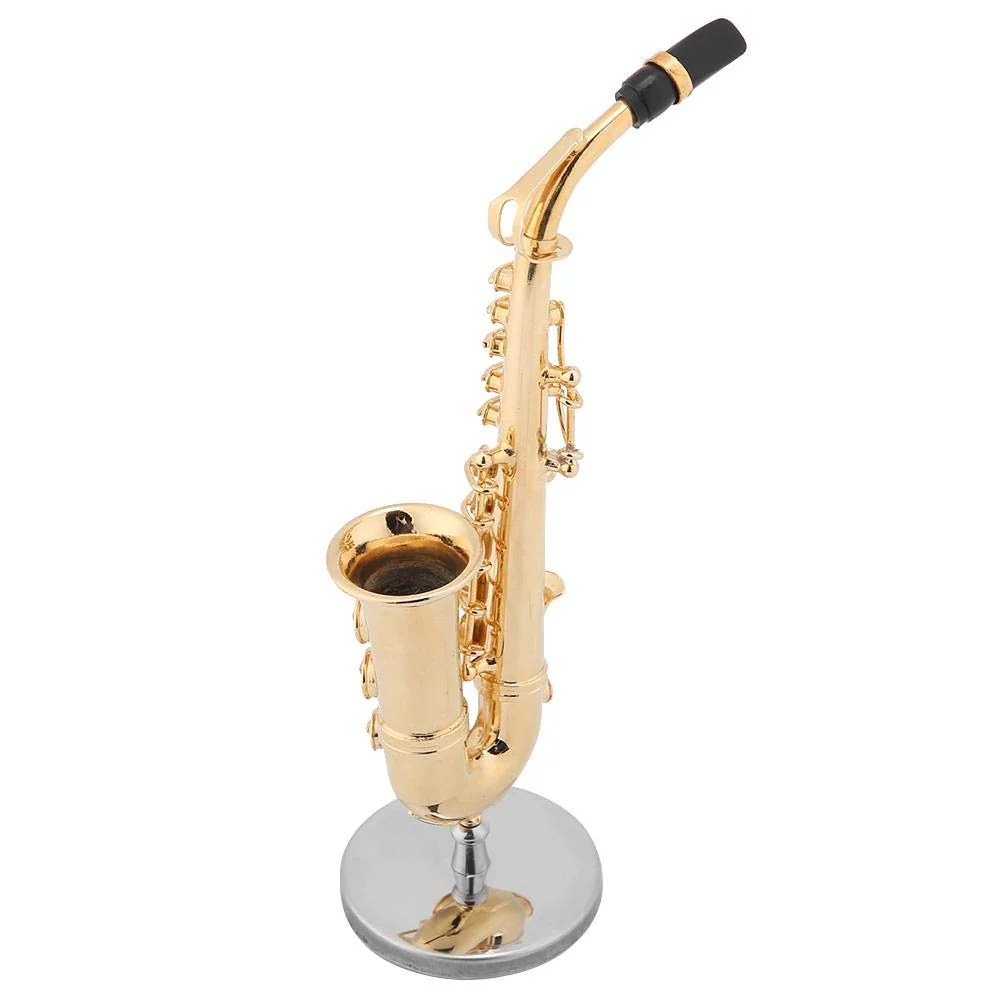 Miniature Alto Saxophone Delicated Gold Plated Mini Instrument Ornament with Case, and Decoration Saxophone Model Mini Musical 14cm Miniature Alto Saxophone Replica - Image 6