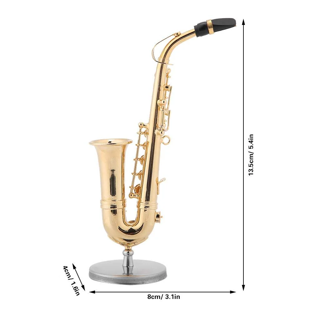 Miniature Alto Saxophone Delicated Gold Plated Mini Instrument Ornament with Case, and Decoration Saxophone Model Mini Musical 14cm Miniature Alto Saxophone Replica - Image 8