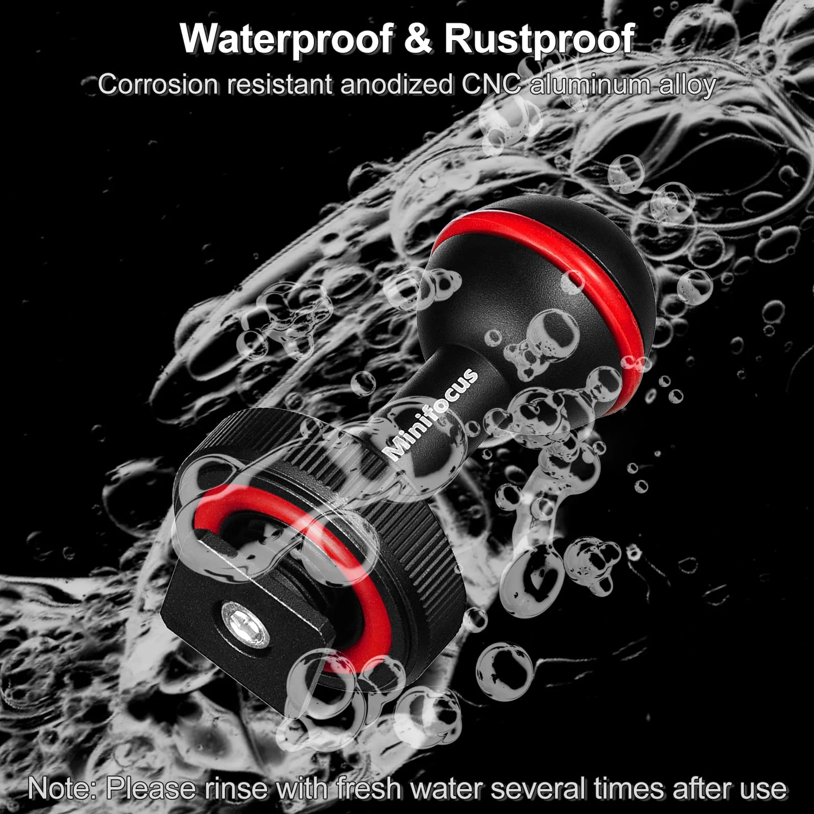 MINIFOCUS 1" Ball Head Cold Shoe Base Adapter, Universal Ball Joint Bracket with Cold Shoe Base Adapter for Diving Light Underwater Camera Waterproof Housings Case Video/Flash/Strobe Hot Shoes - Image 5
