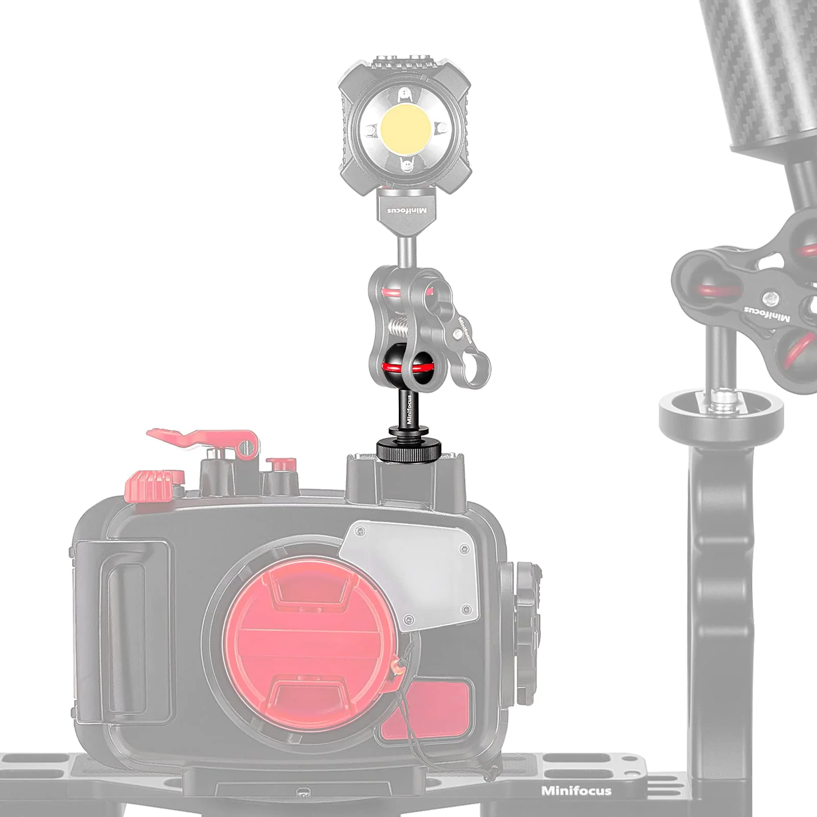 MINIFOCUS 1" Ball Head Cold Shoe Base Adapter, Universal Ball Joint Bracket with Cold Shoe Base Adapter for Diving Light Underwater Camera Waterproof Housings Case Video/Flash/Strobe Hot Shoes - Image 6