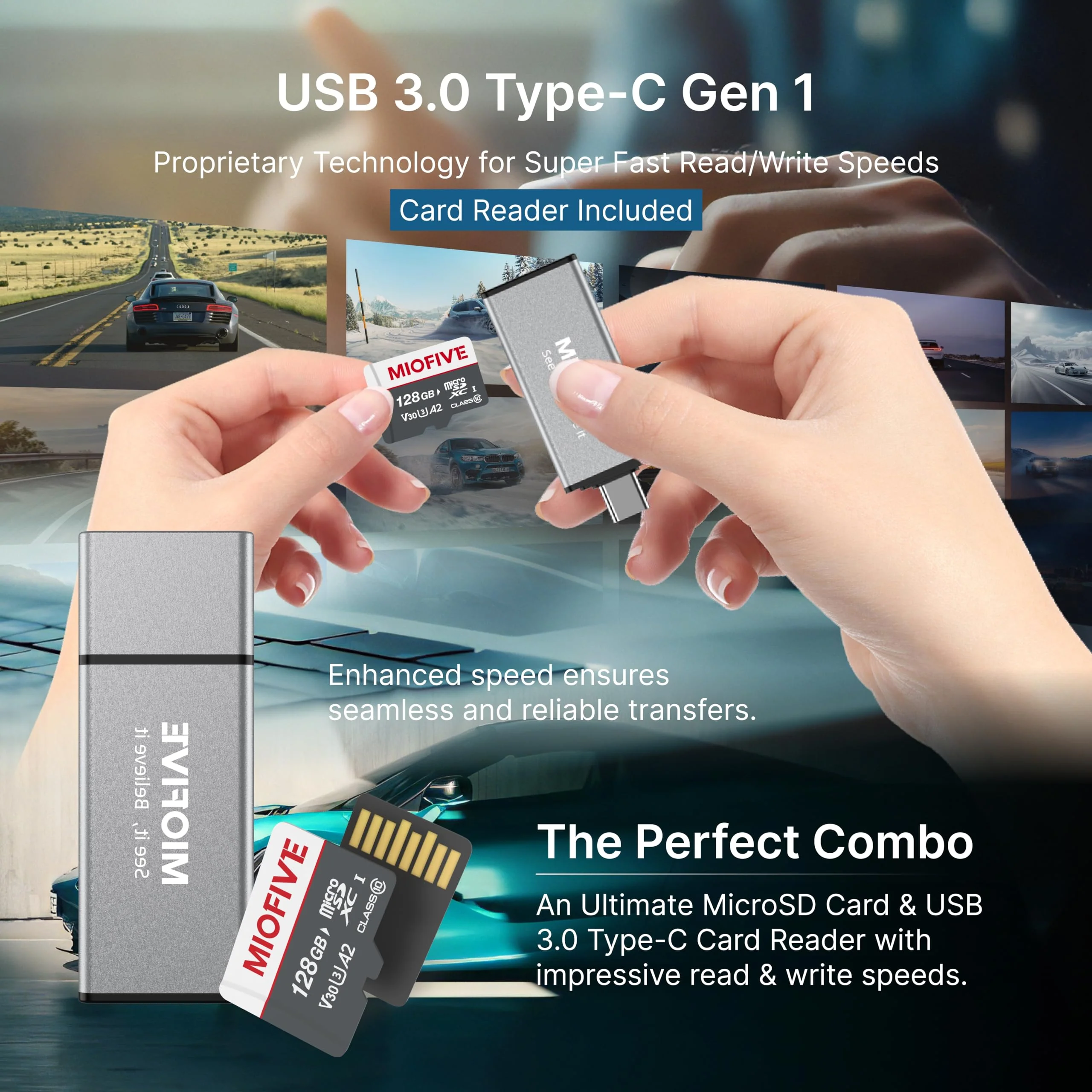 Miofive Memory Card - Ultimate Micro SD Card with USB 3.0 Type-C Card Reader 170MB/s, C10, U3, A2, V30, 4K for Dash Cams, Android Smartphones, Tablets, and Gaming Devices (128GB) - Image 3