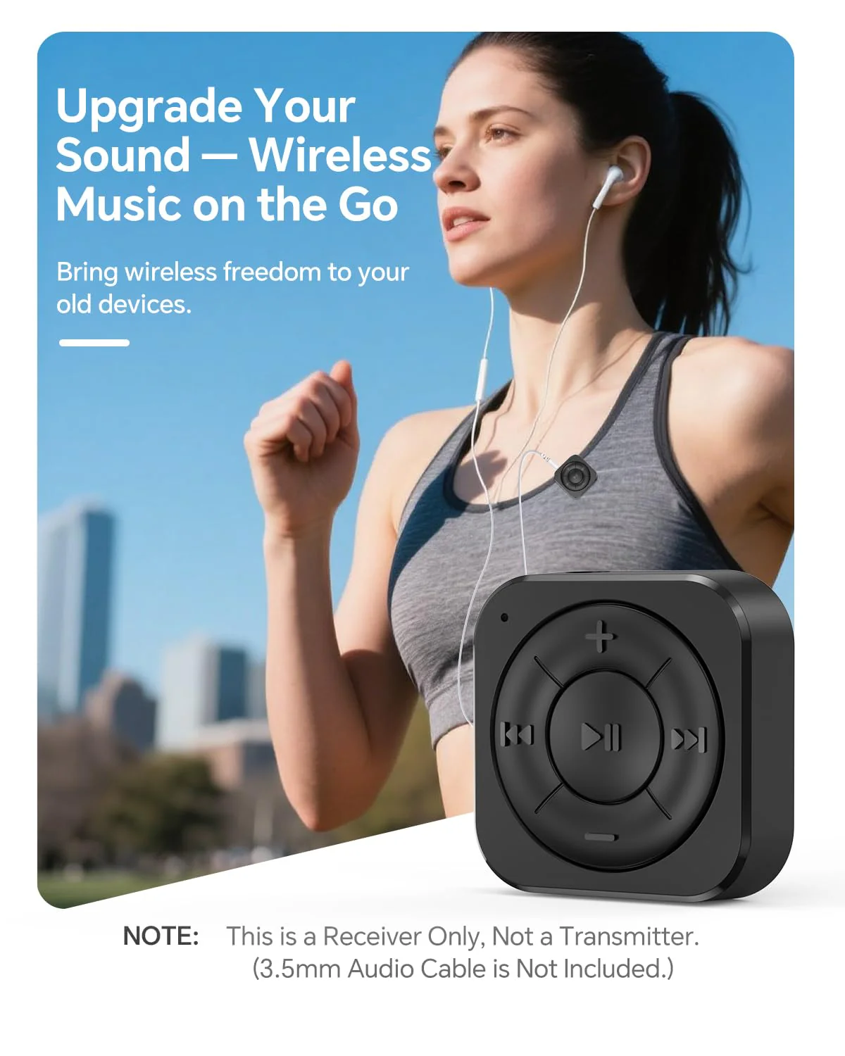 MIPEACE Bluetooth 5.3 Audio Receiver for Wired Headphones, Car & Speakers, Bluetooth Headphone Adapter with Built-in Mic, Clip-On & Pass-Through Charging-BK Black - Image 2