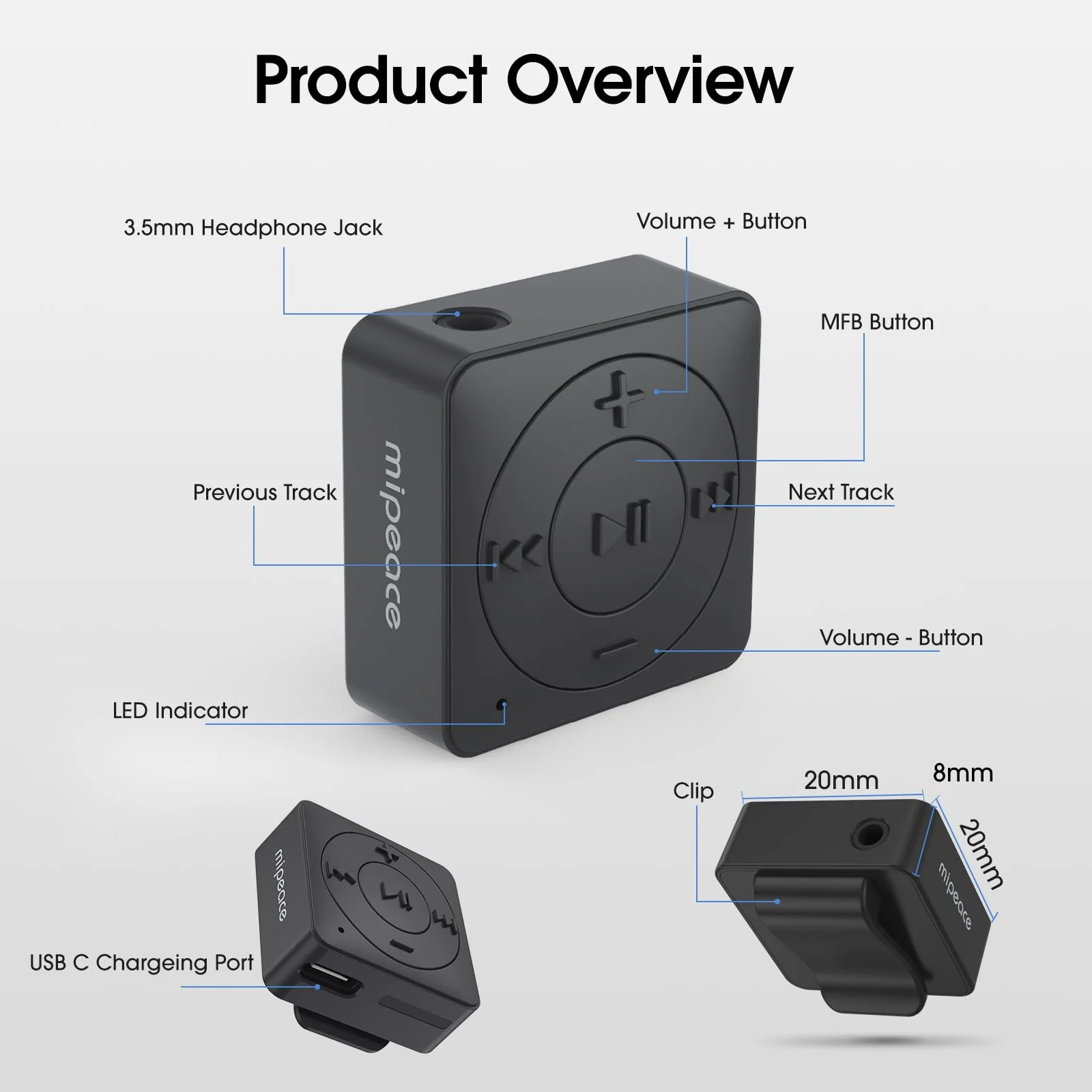 MIPEACE Bluetooth Audio Adapter for Headphones, Bluetooth 5.3 Receiver, 3.5mm Jack Aux Wireless Audio Adapter for Speaker Car Home Stereo(Black) Black - Image 4